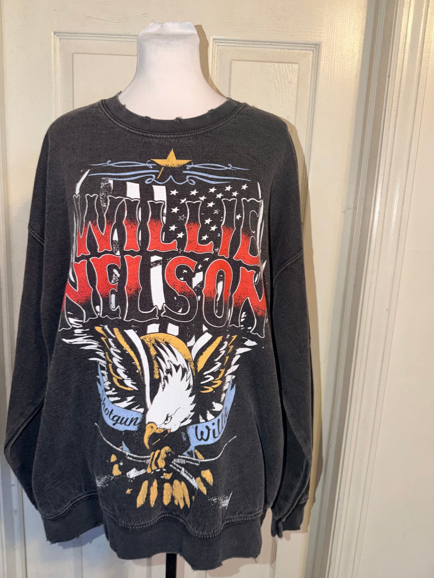 Willie Nelson Oversized Distressed Sweatshirt