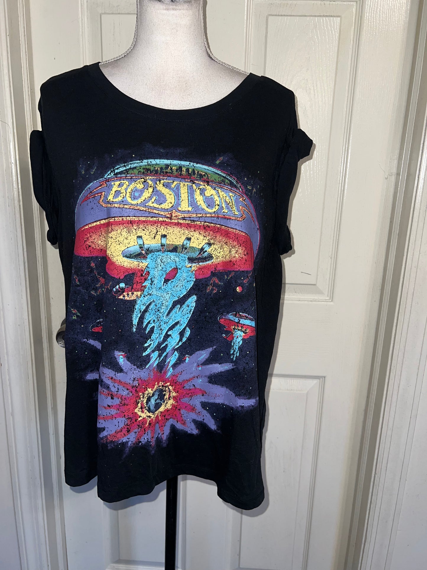 Boston Double Sided Oversized Distressed Tee