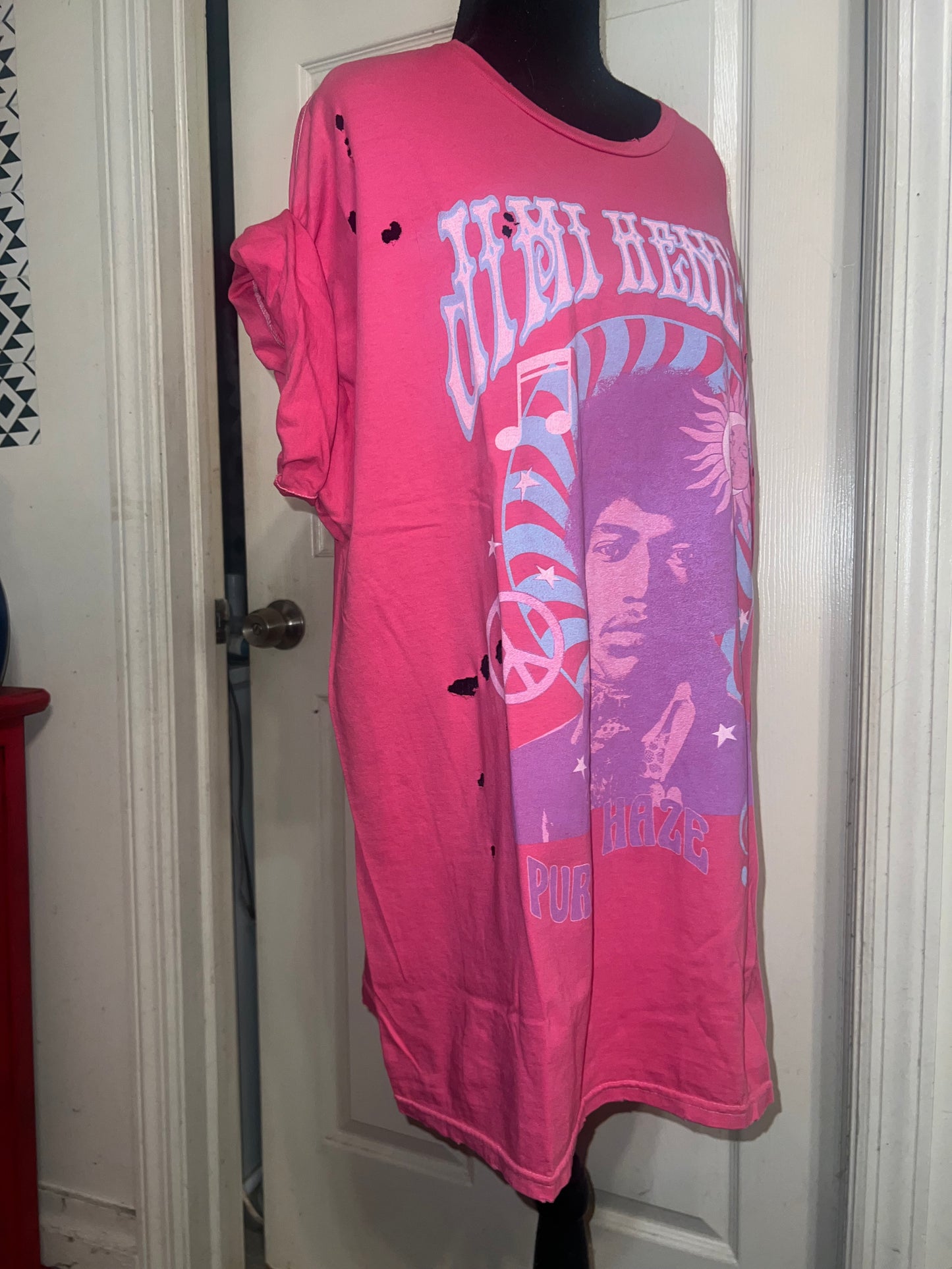 Jimi Hendrix Purple Haze Oversized Distressed Tee