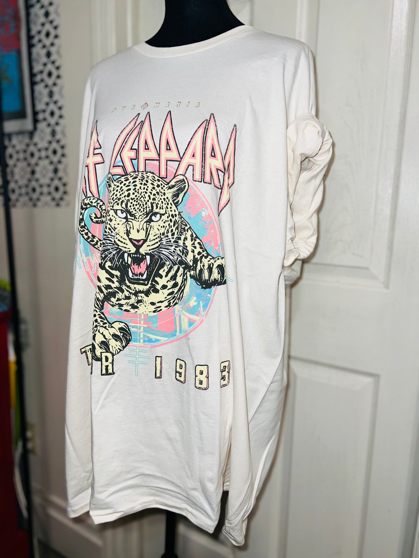 Def Leppard Double Sided Oversized Distressed Tee