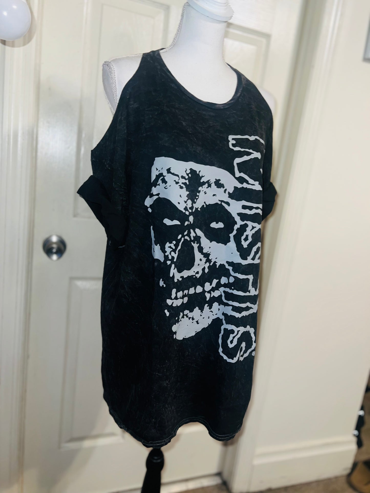 Misfits Shoulder Cut Out Oversized Distressed Tee