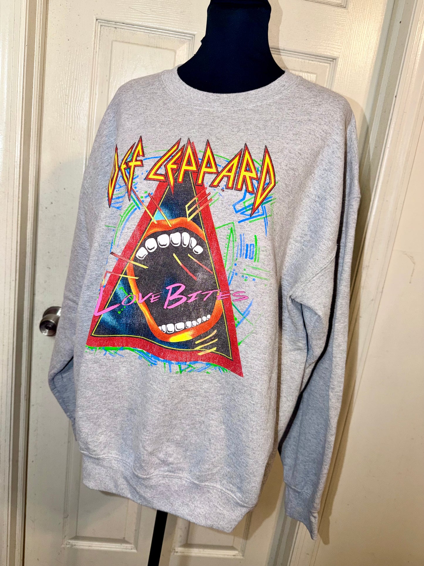Def Leppard Oversized Distressed Sweatshirt
