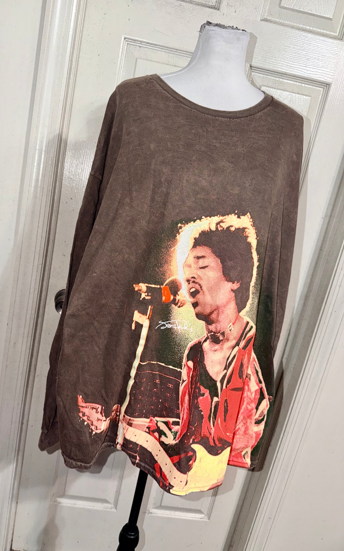 Jimi Hendrix Oversized Distressed Long Sleeve Tee
