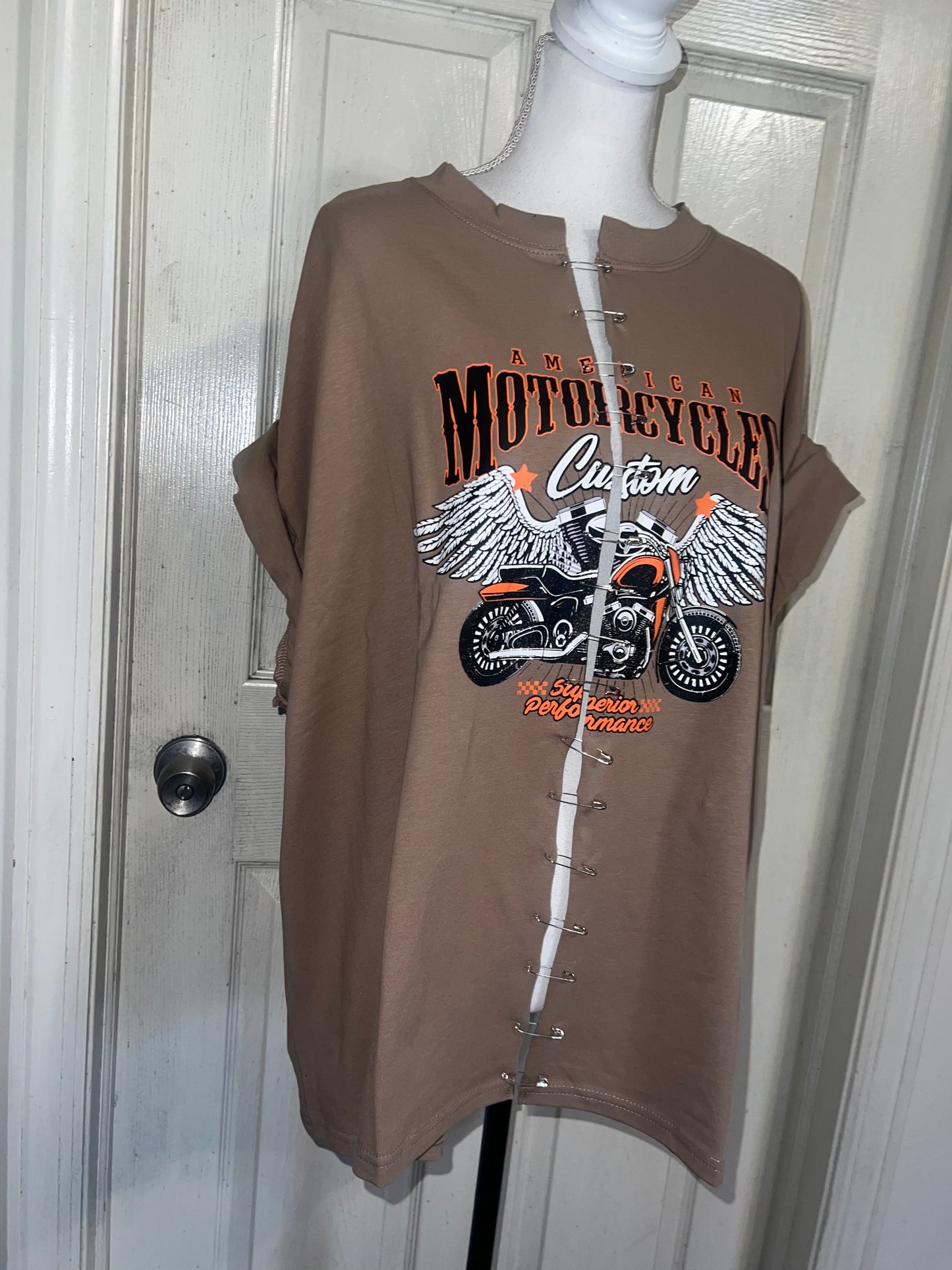 Motorcycle Split Distressed Oversized Tee