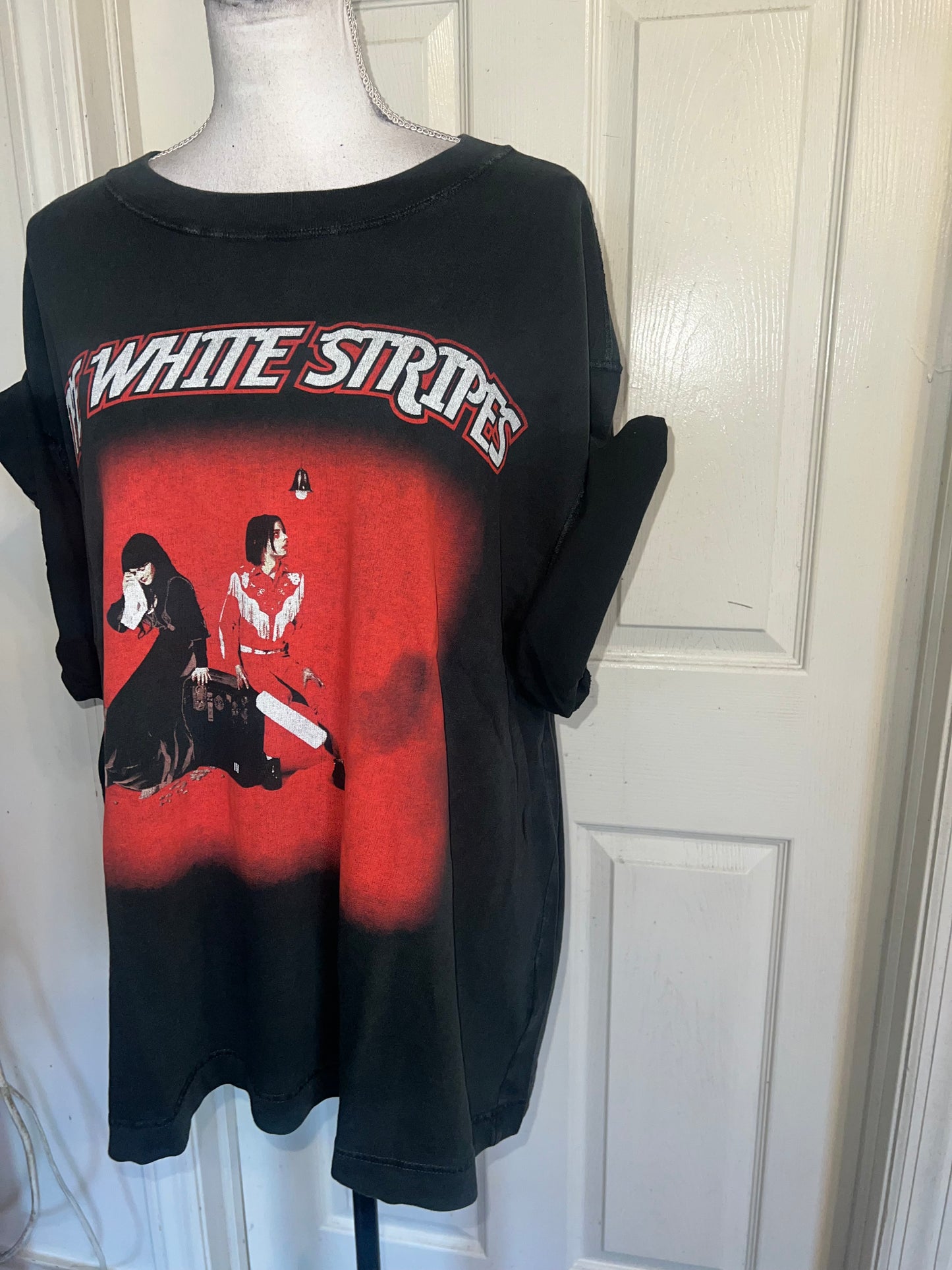 The White Stripes Double Sided Oversized Distressed Tee