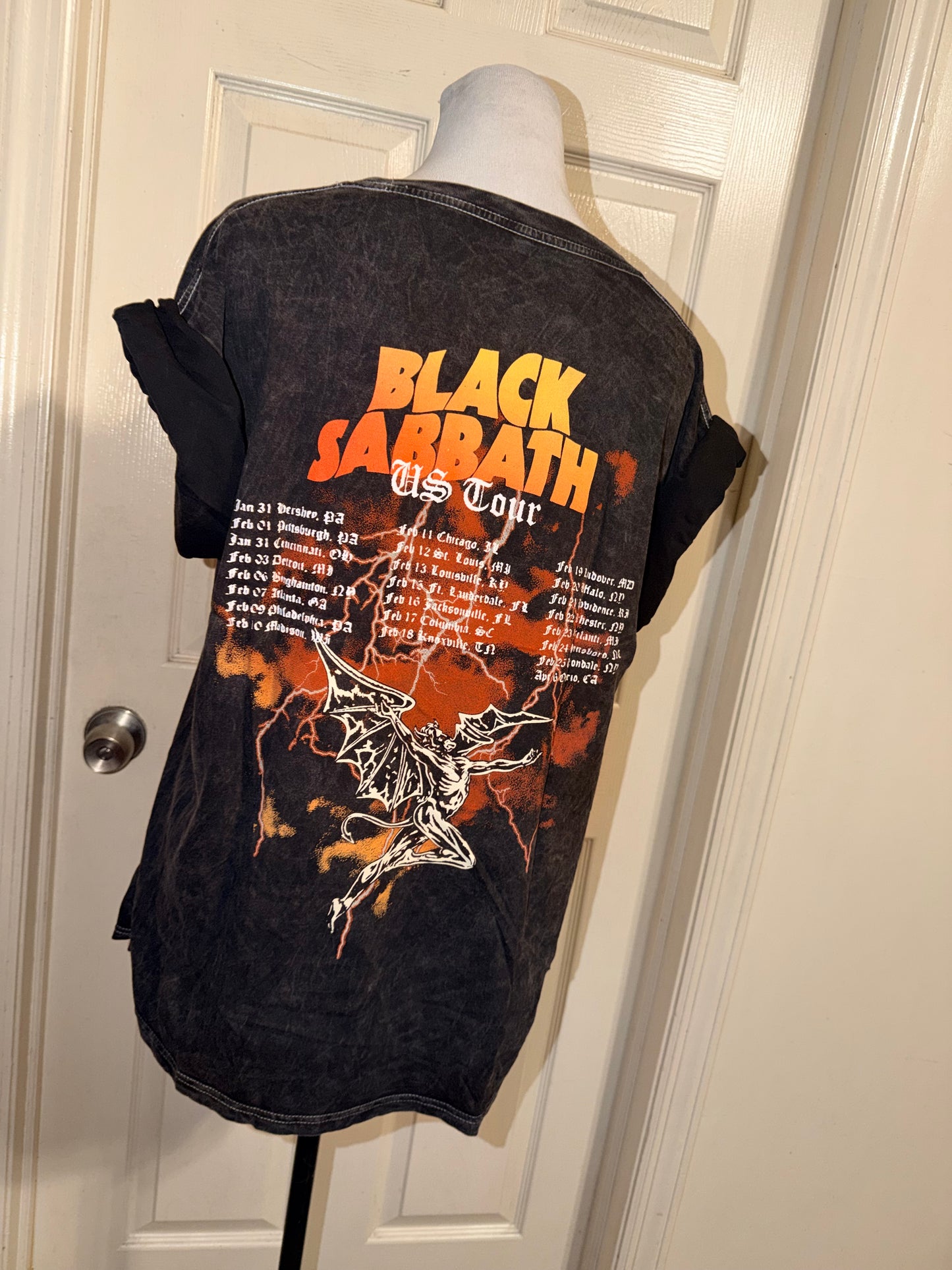 Black Sabbath Double Sided Oversized Distressed Tee