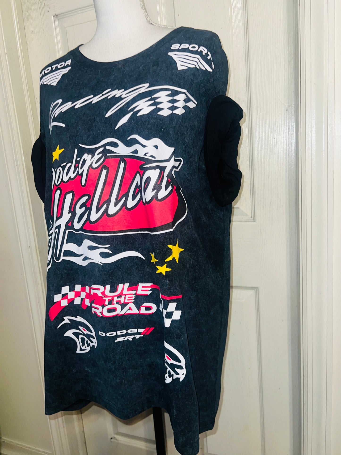 Dodge Hellcat Racing Oversized Distressed Tee  on