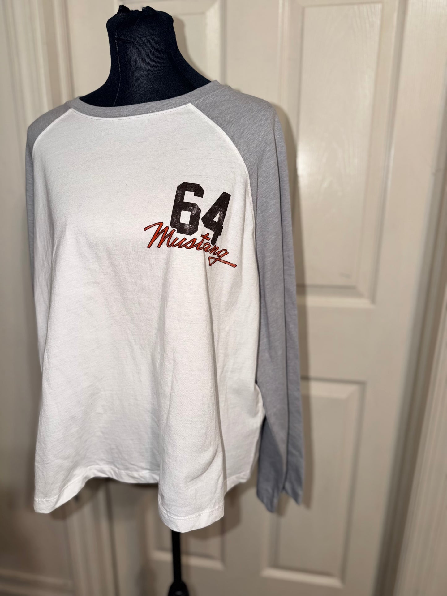 Ford Mustang Double Sided Oversized Distressed Long Sleeve Tee