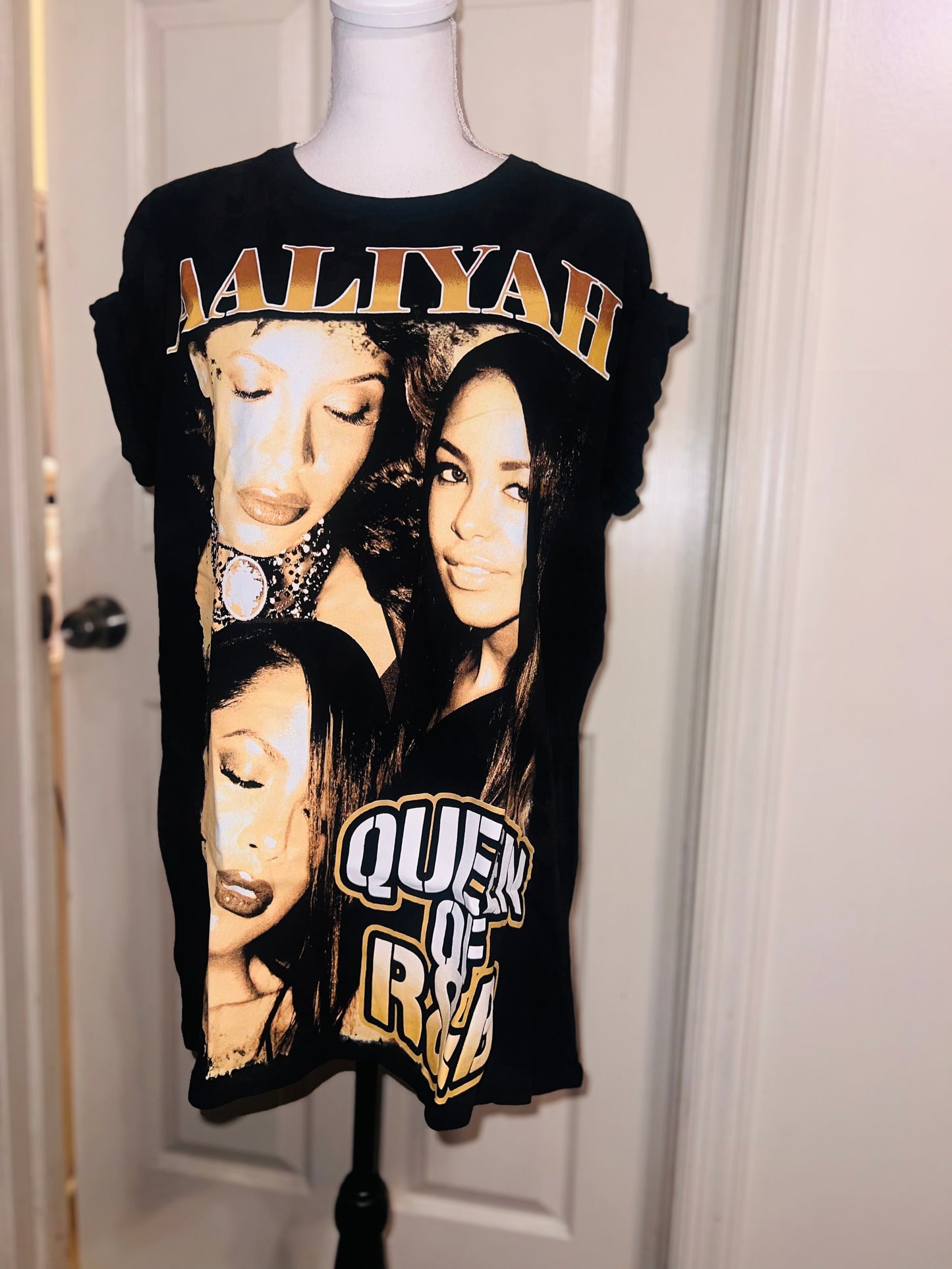 Aaliyah Double Sided Oversized Distressed Tee