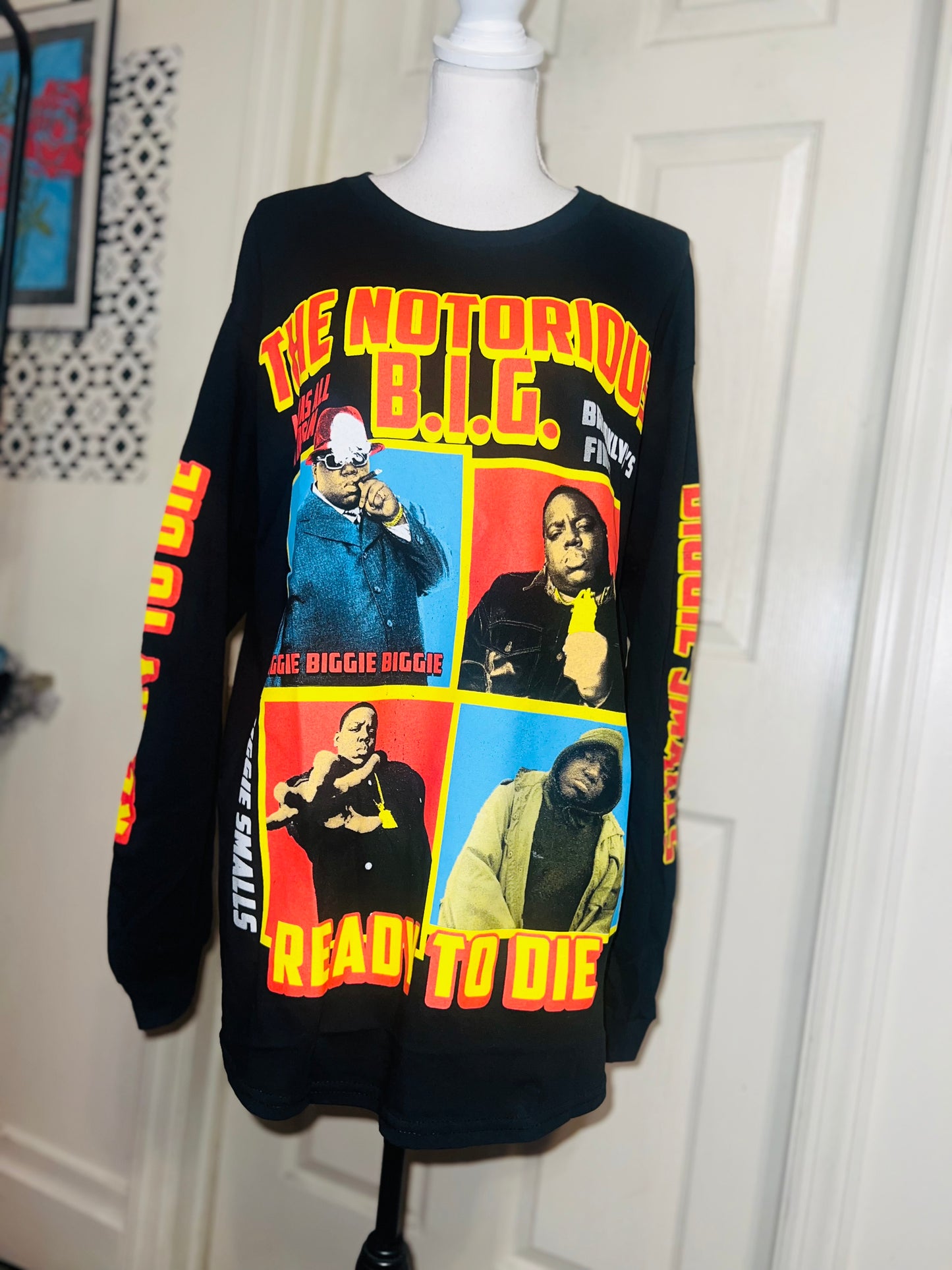 Notorious B.I.G. Oversized Distressed Long Sleeve Tee