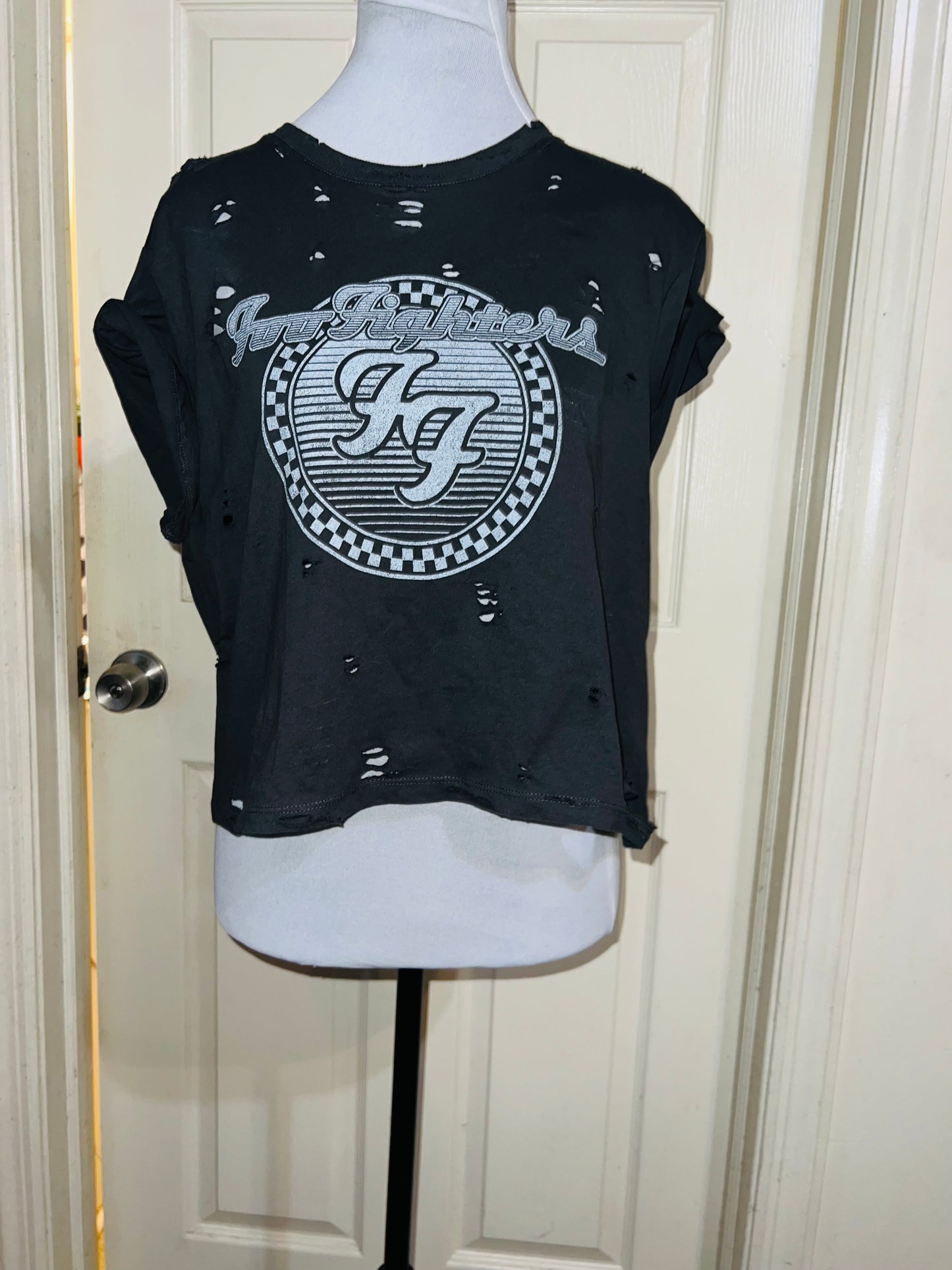 Foo Fighters Oversized Distressed Baby Tee