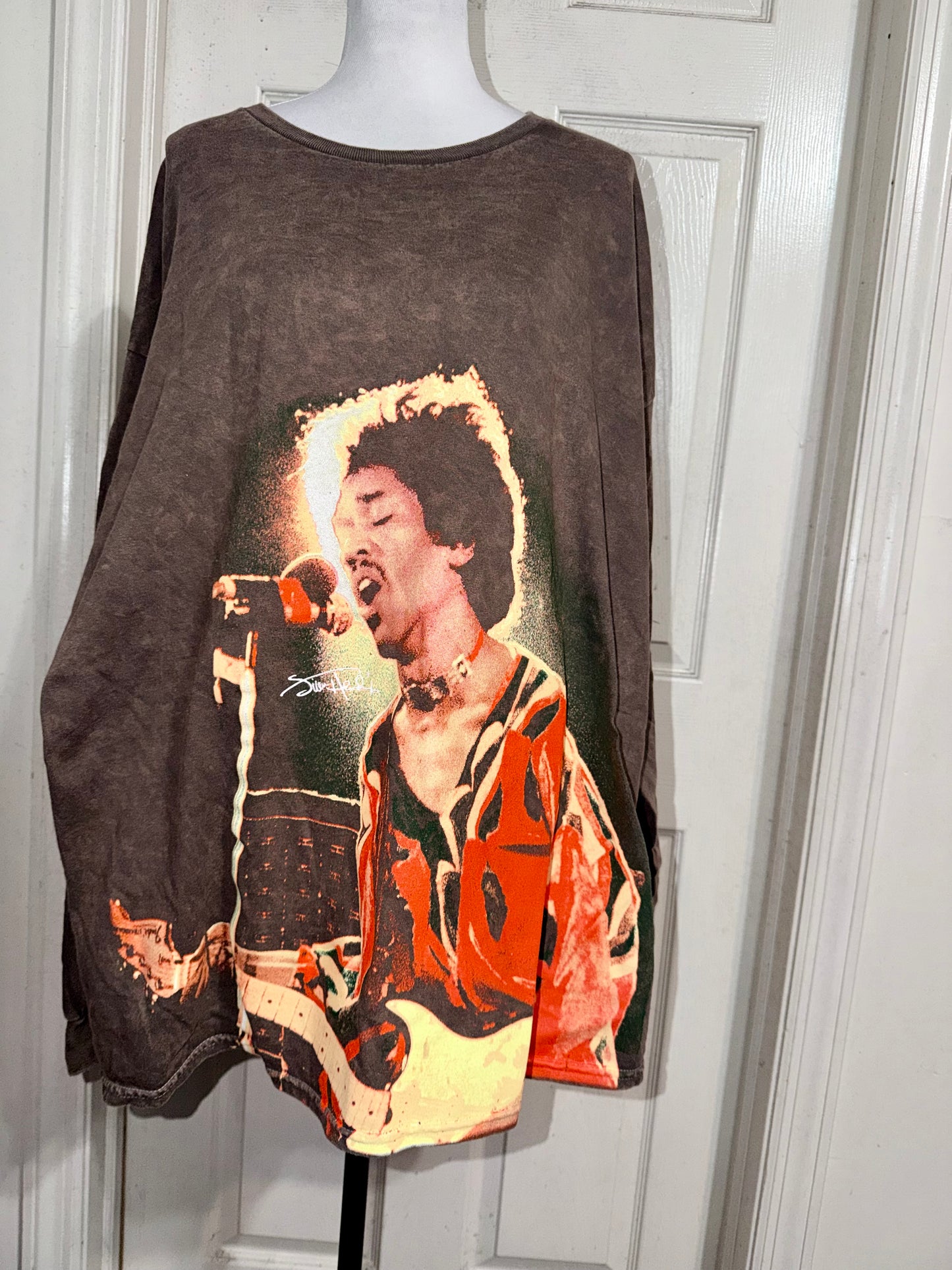 Jimi Hendrix Oversized Distressed Long Sleeve Tee