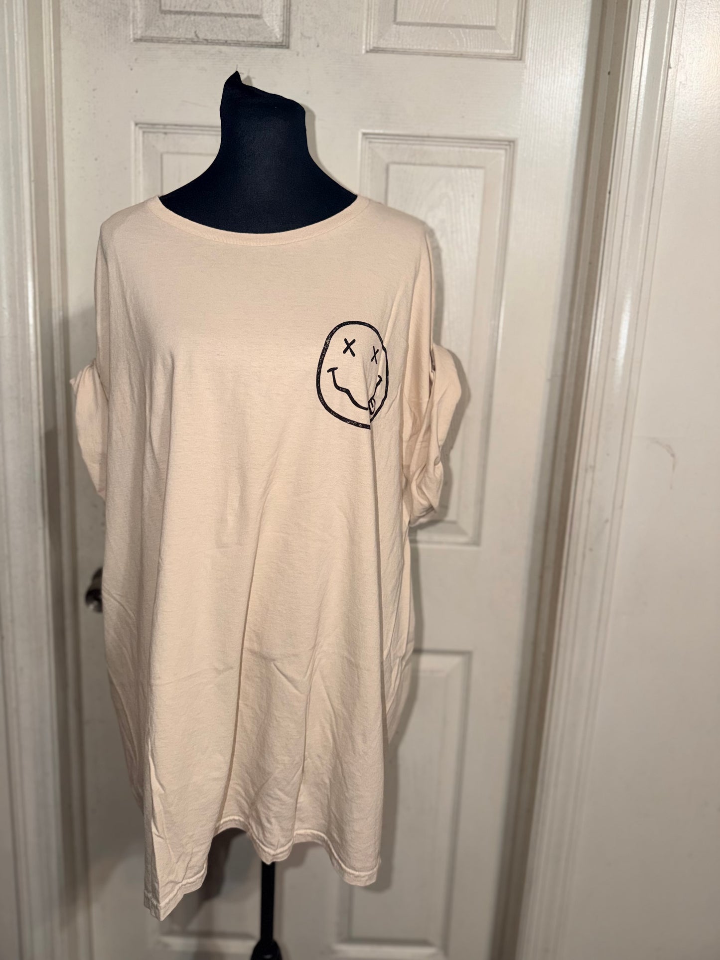 Nirvana Double Sided Oversized Distressed Tee