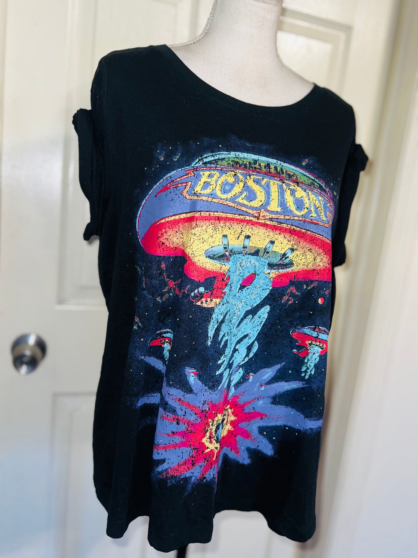 Boston Double Sided Oversized Distressed Tee