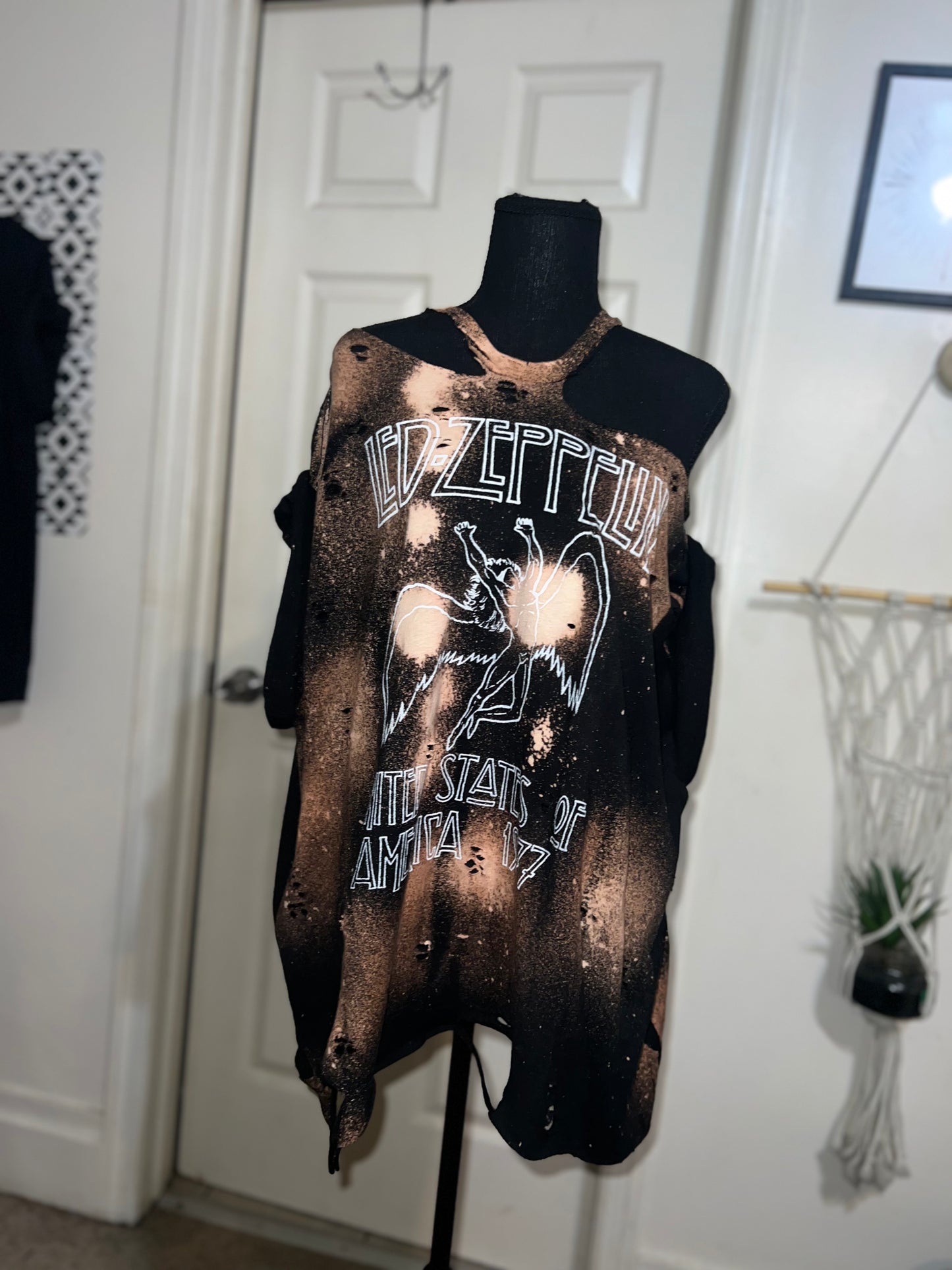 Led Zeppelin Bleached Oversized Distresed Tee