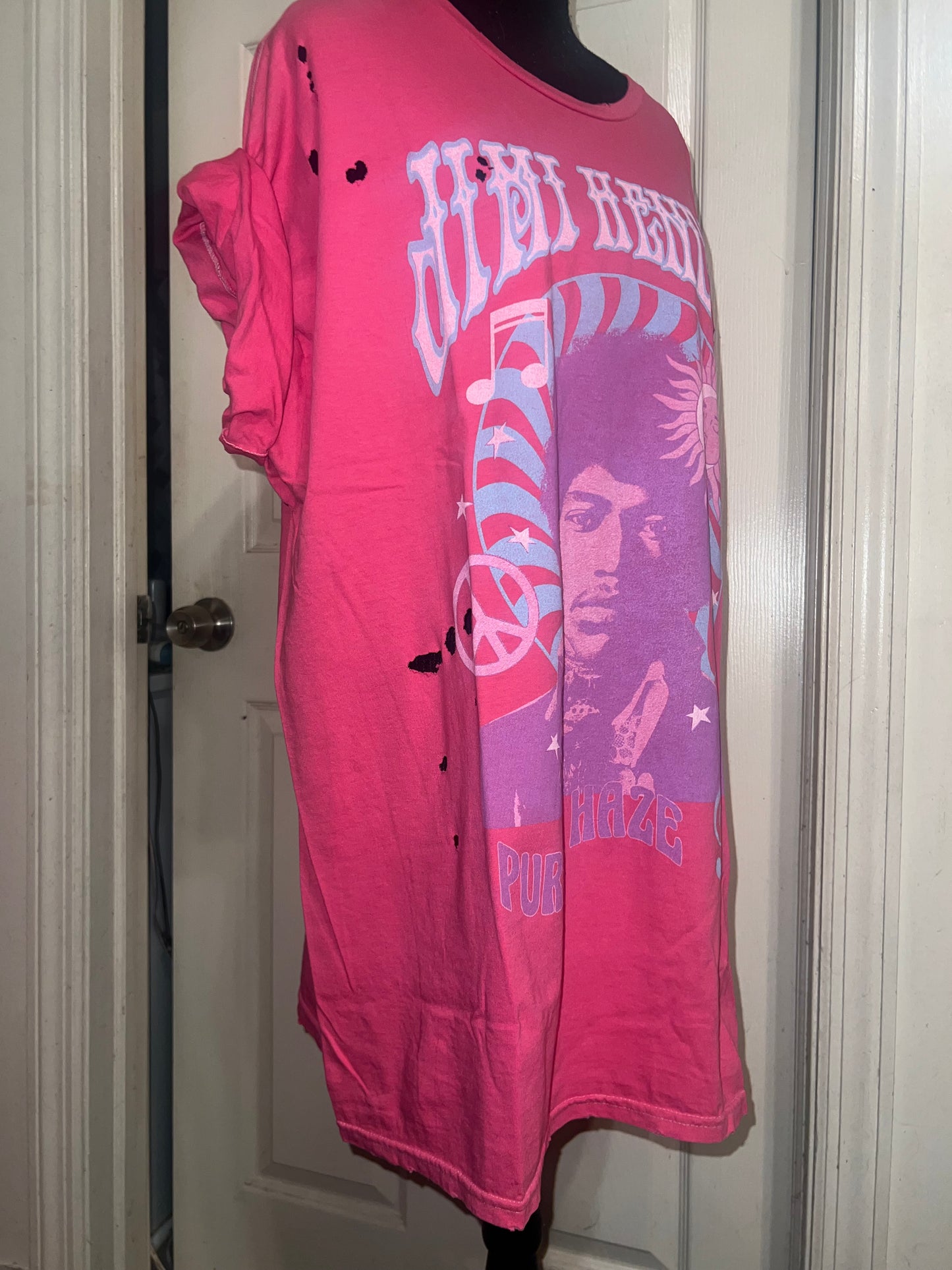 Jimi Hendrix Purple Haze Oversized Distressed Tee