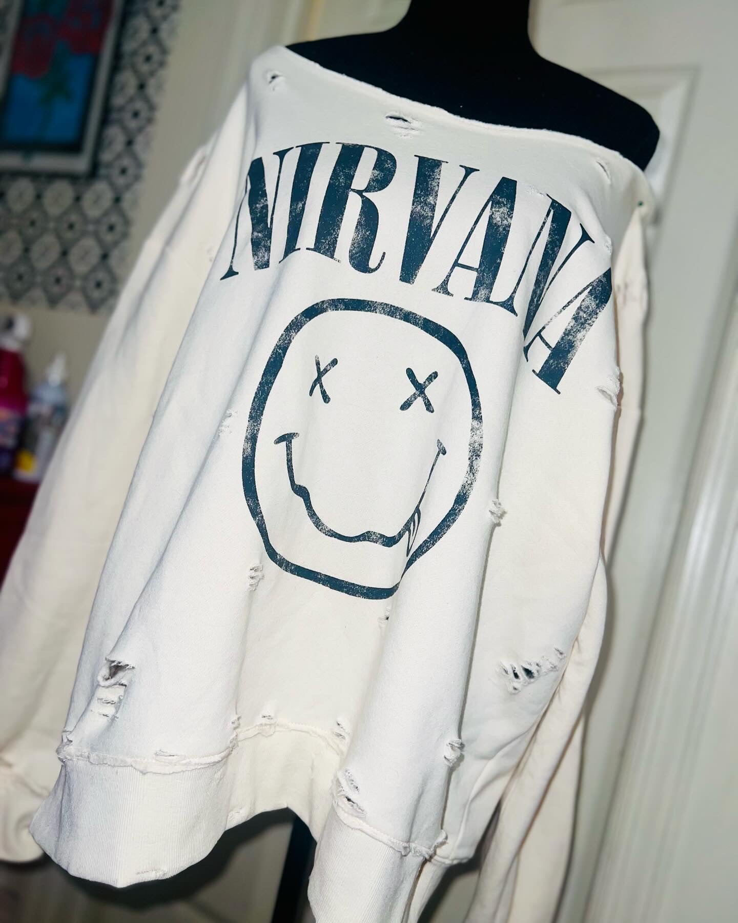 Nirvana Oversized Cream Sweatshirt