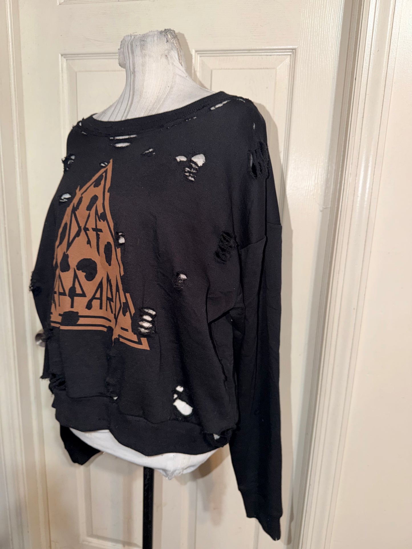 Def Leppard Oversized Distressed Sweatshirt