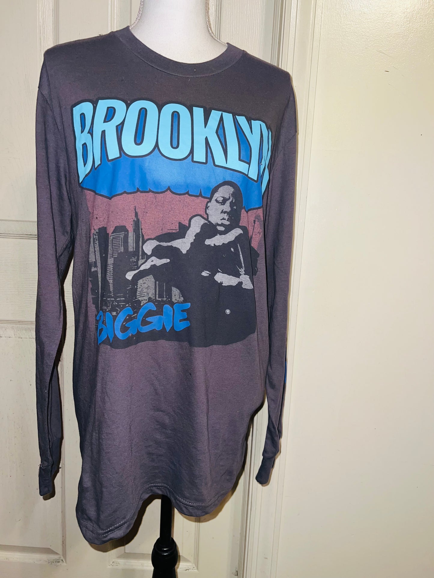 Biggie Smalls Oversized Distressed Long Sleeve Tee