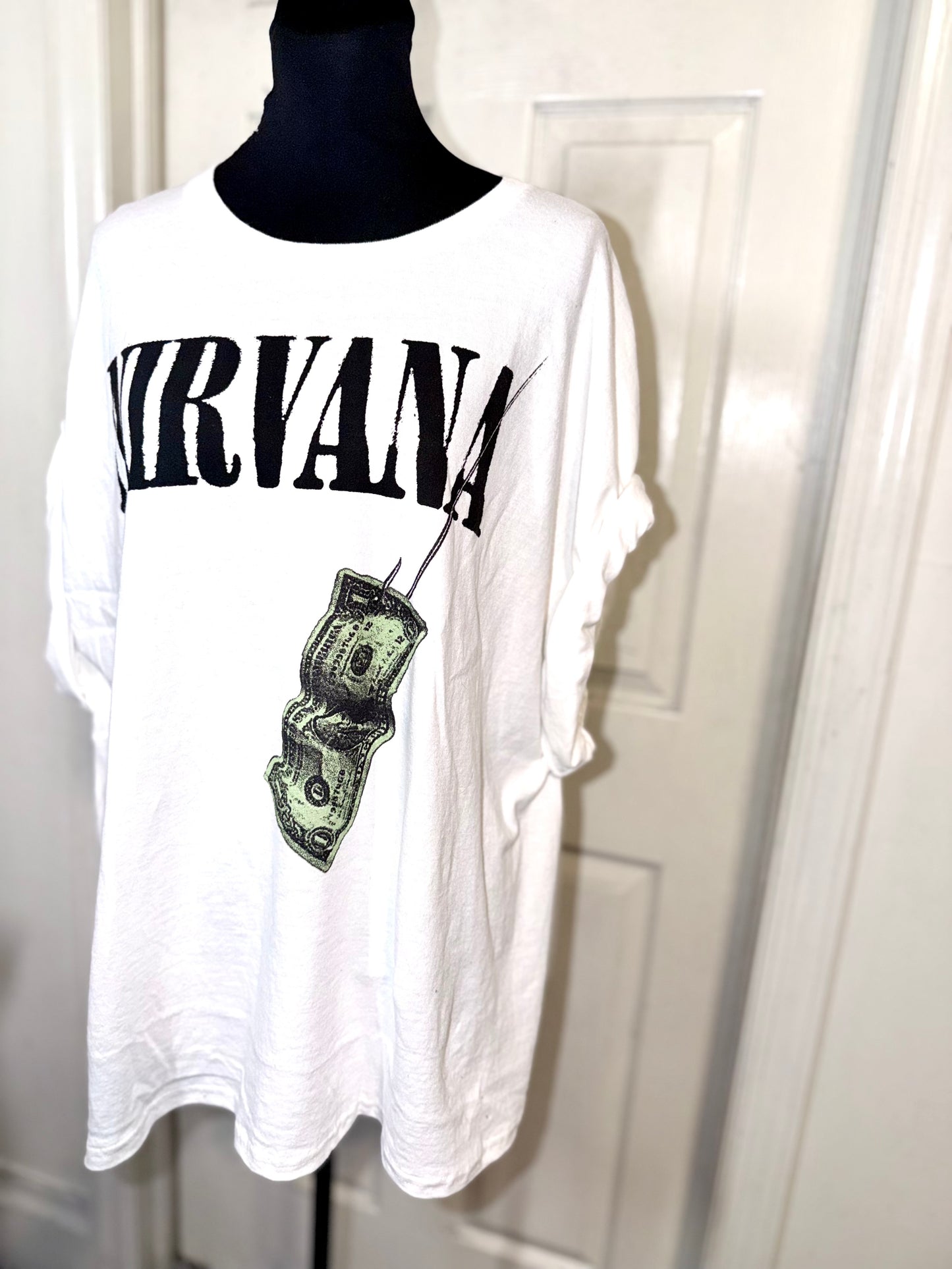 Nirvana Double Sided Oversized Distressed Tee