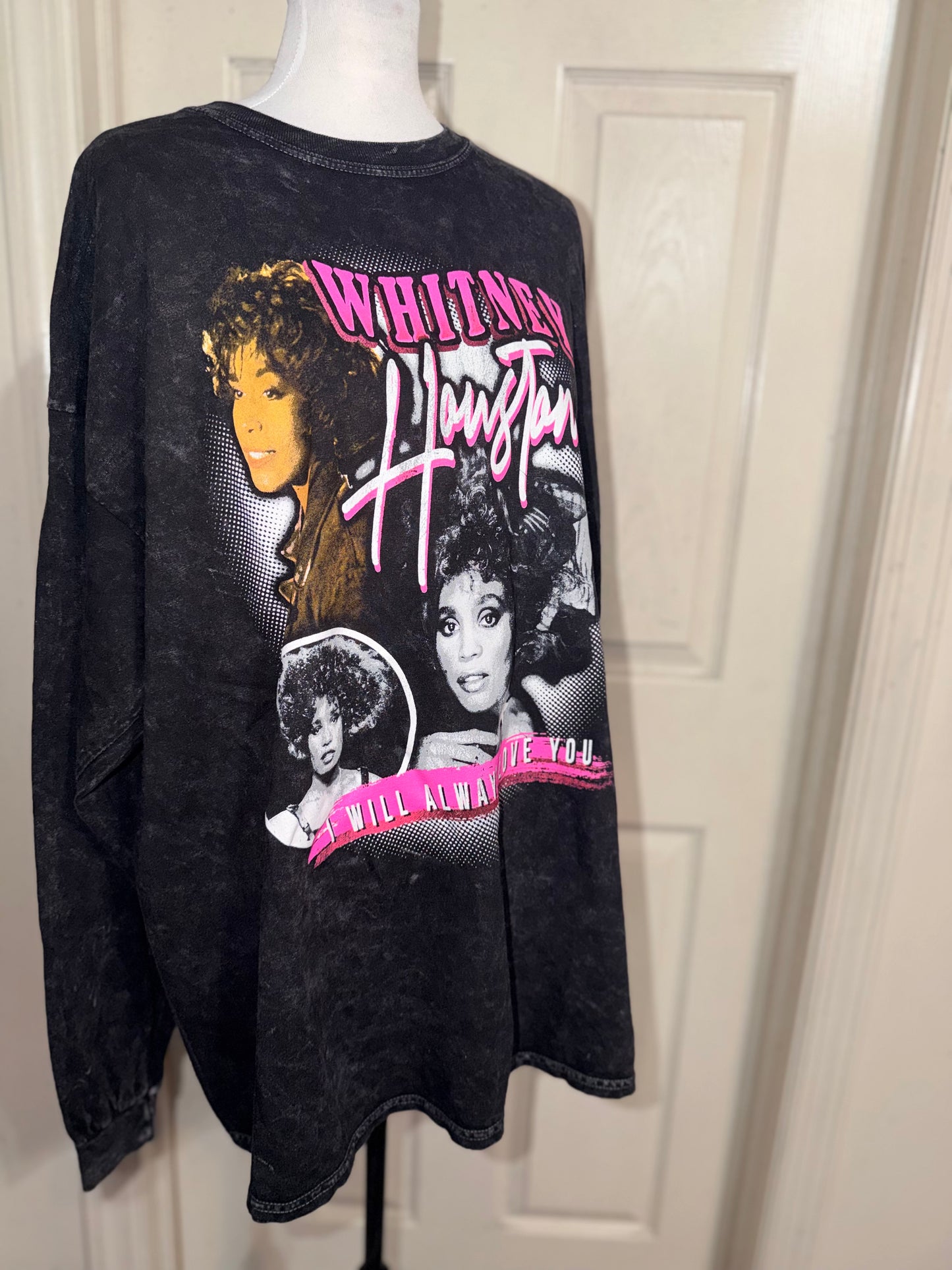 Whitney Houston Oversized Distressed Long Sleeve Tee