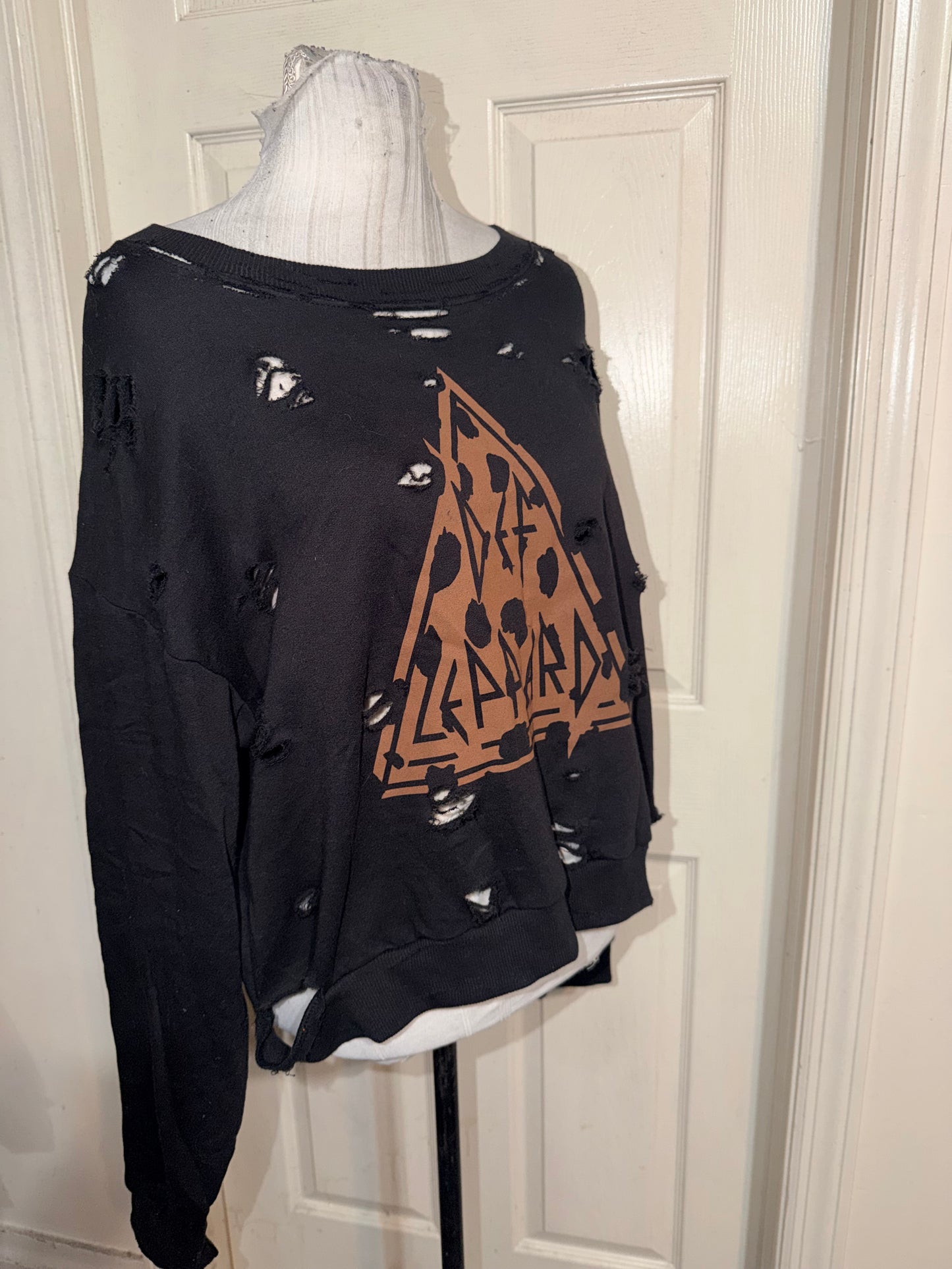 Def Leppard Oversized Distressed Sweatshirt