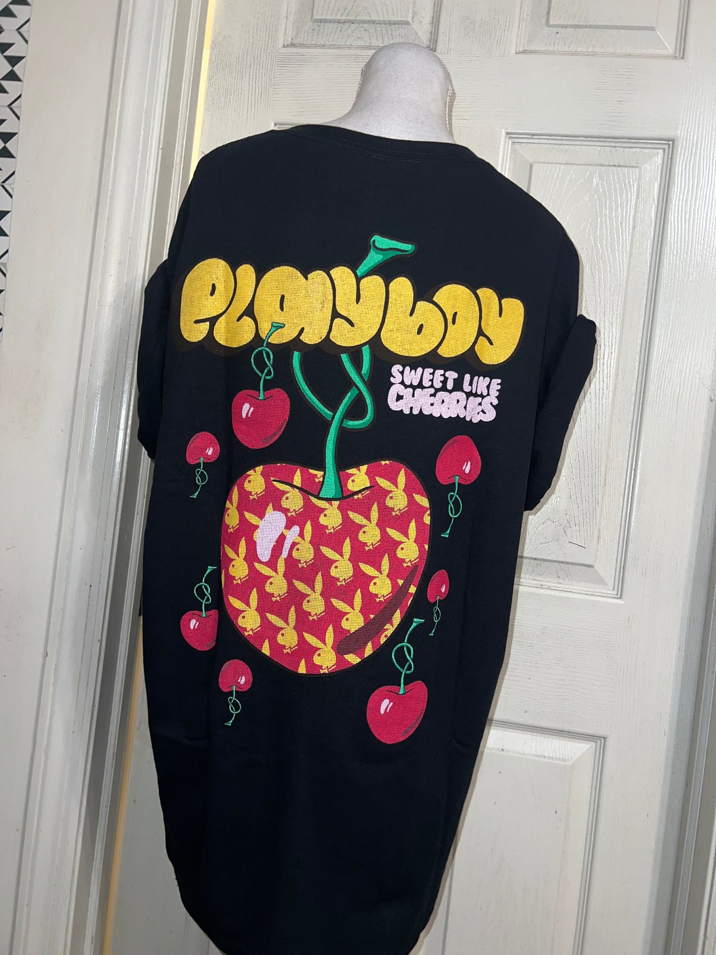 Playboy Cherry Double Sided Oversized Distressed Tee