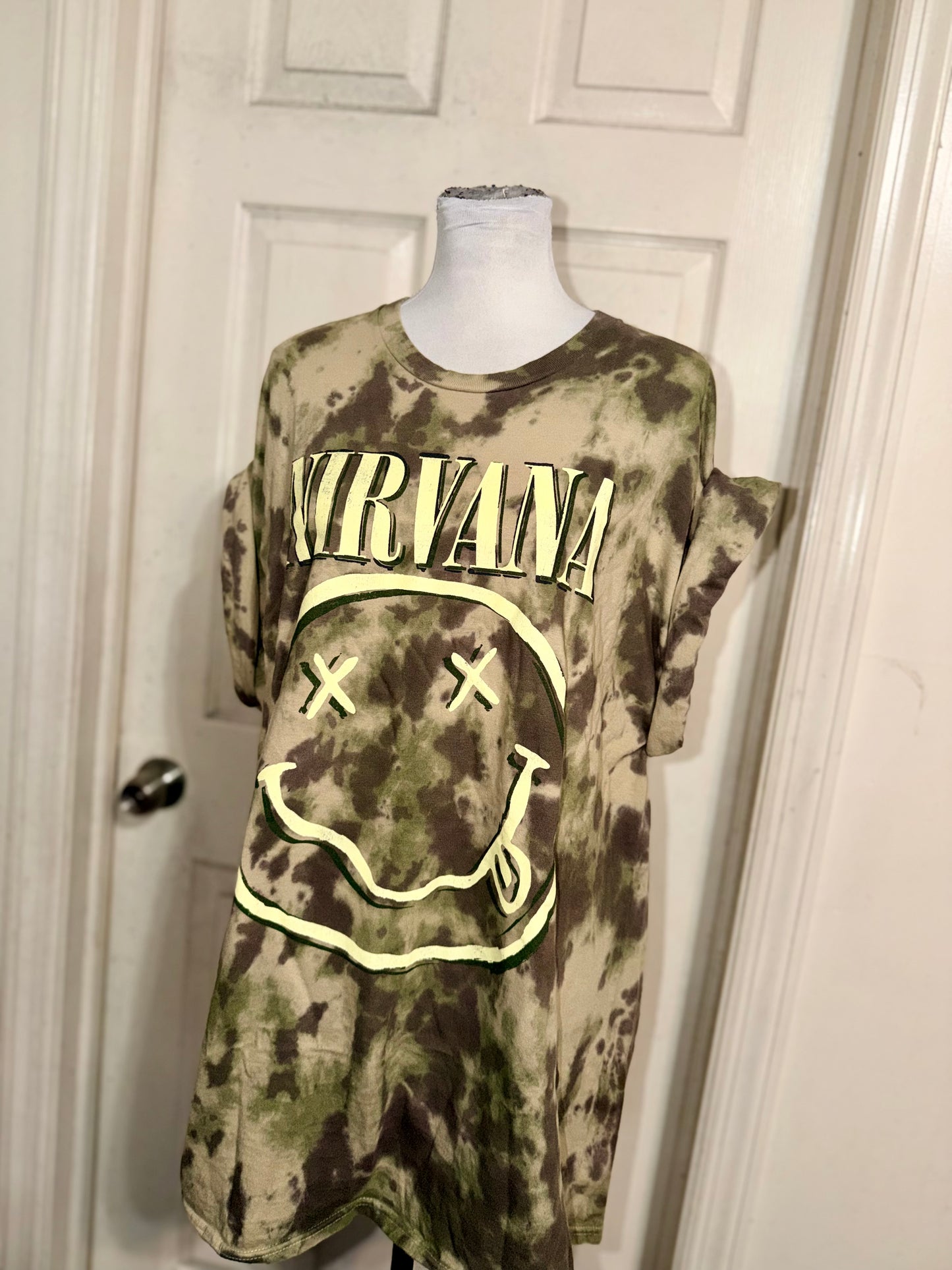 Nirvana Camouflage Oversized Distressed Tee