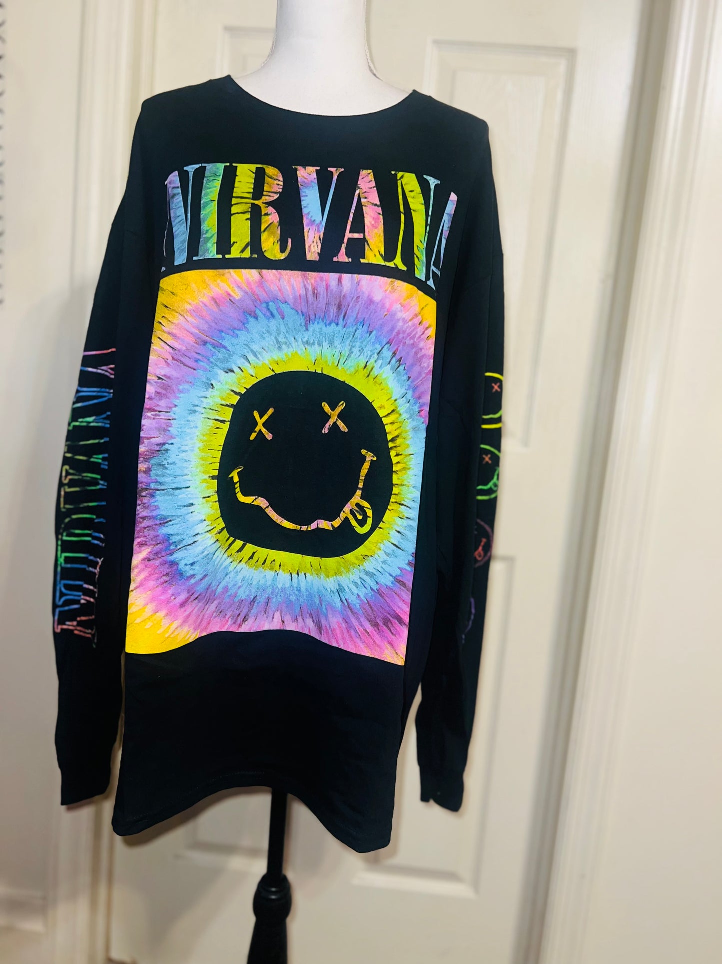 Nirvana Oversized Distressed Long Sleeve Tee