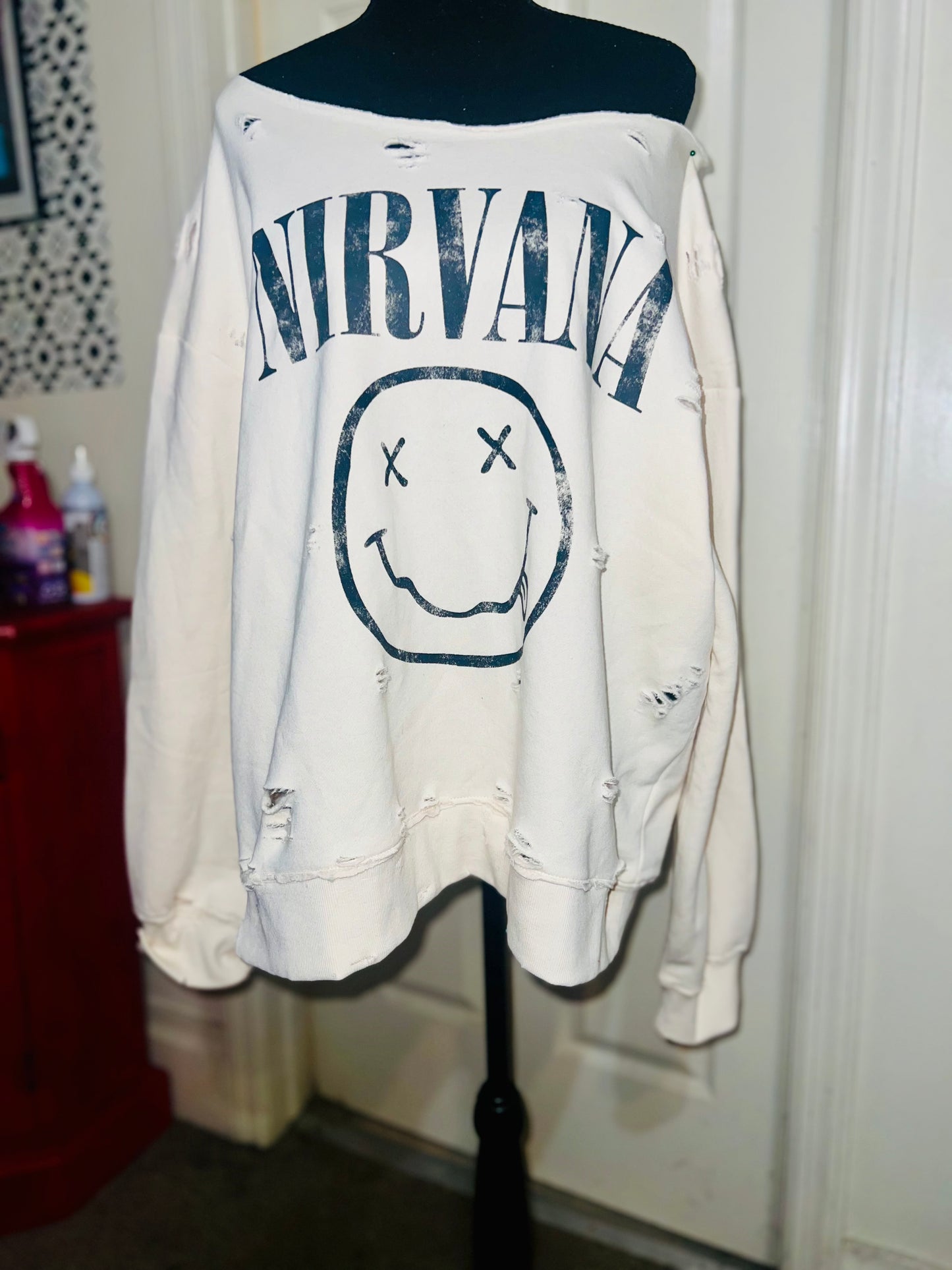 Nirvana Oversized Cream Sweatshirt