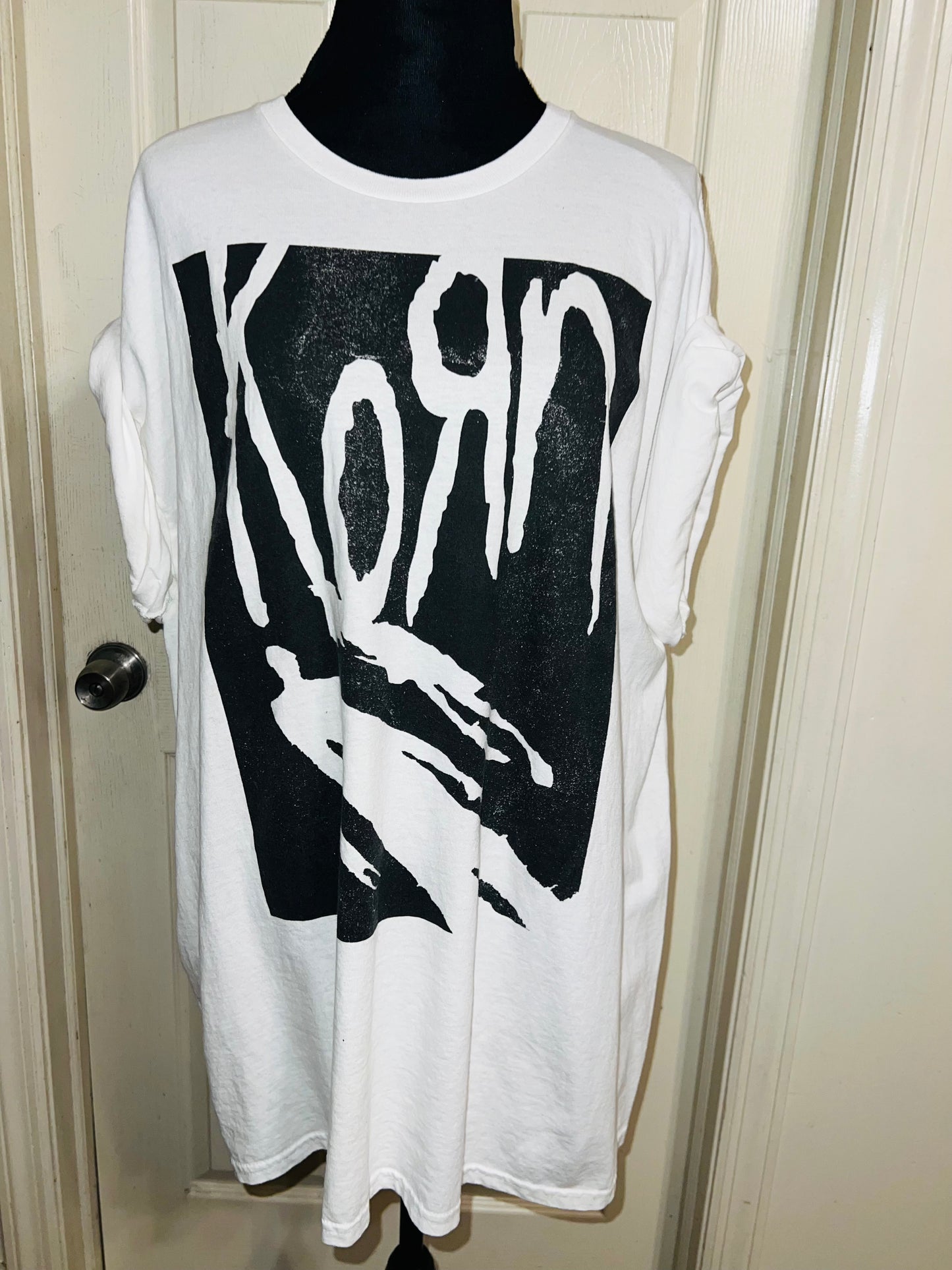 Korn Oversized Distressed T-Shirt