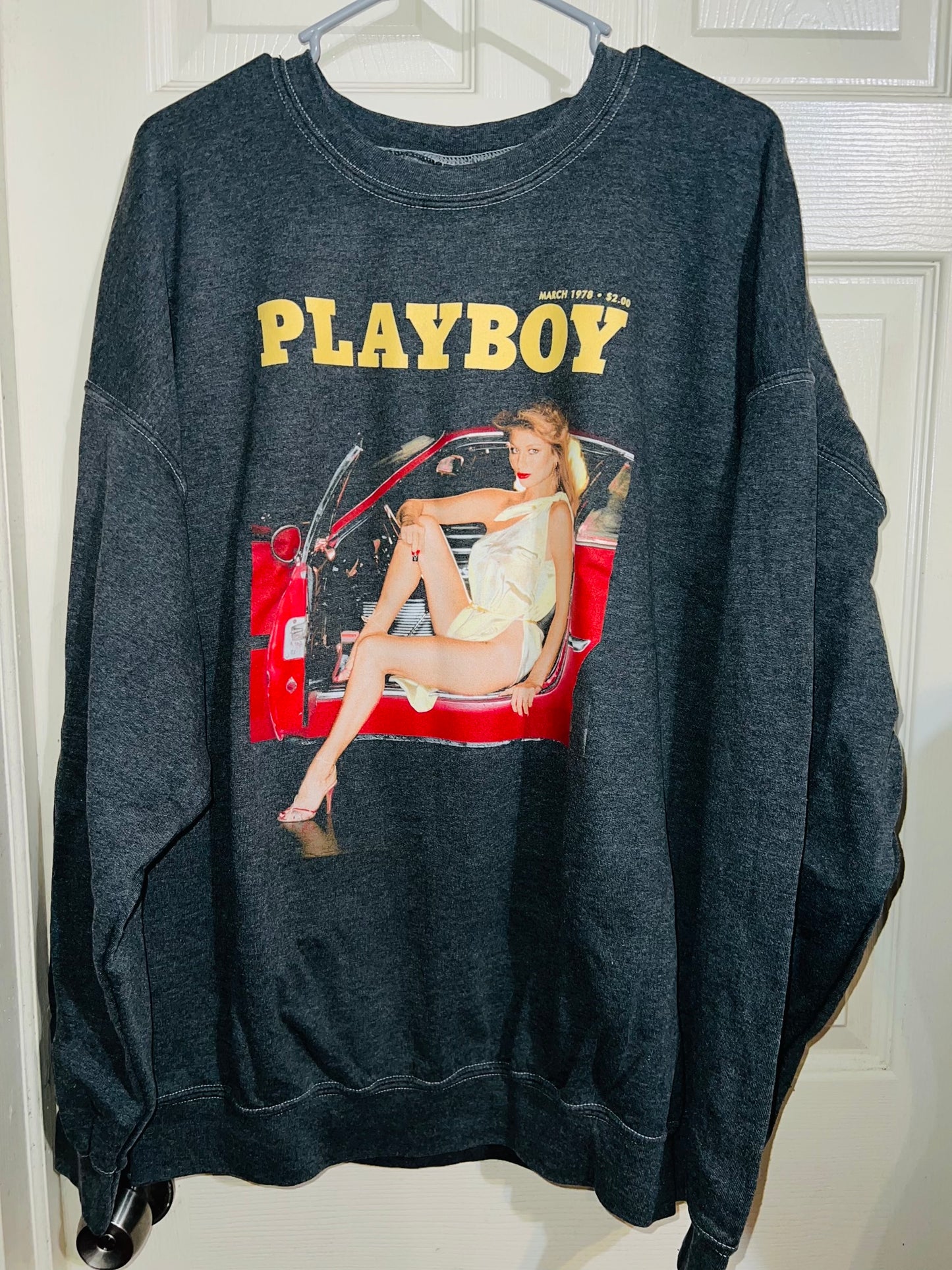 Playboy Magazine Oversized Distressed Sweatshirt