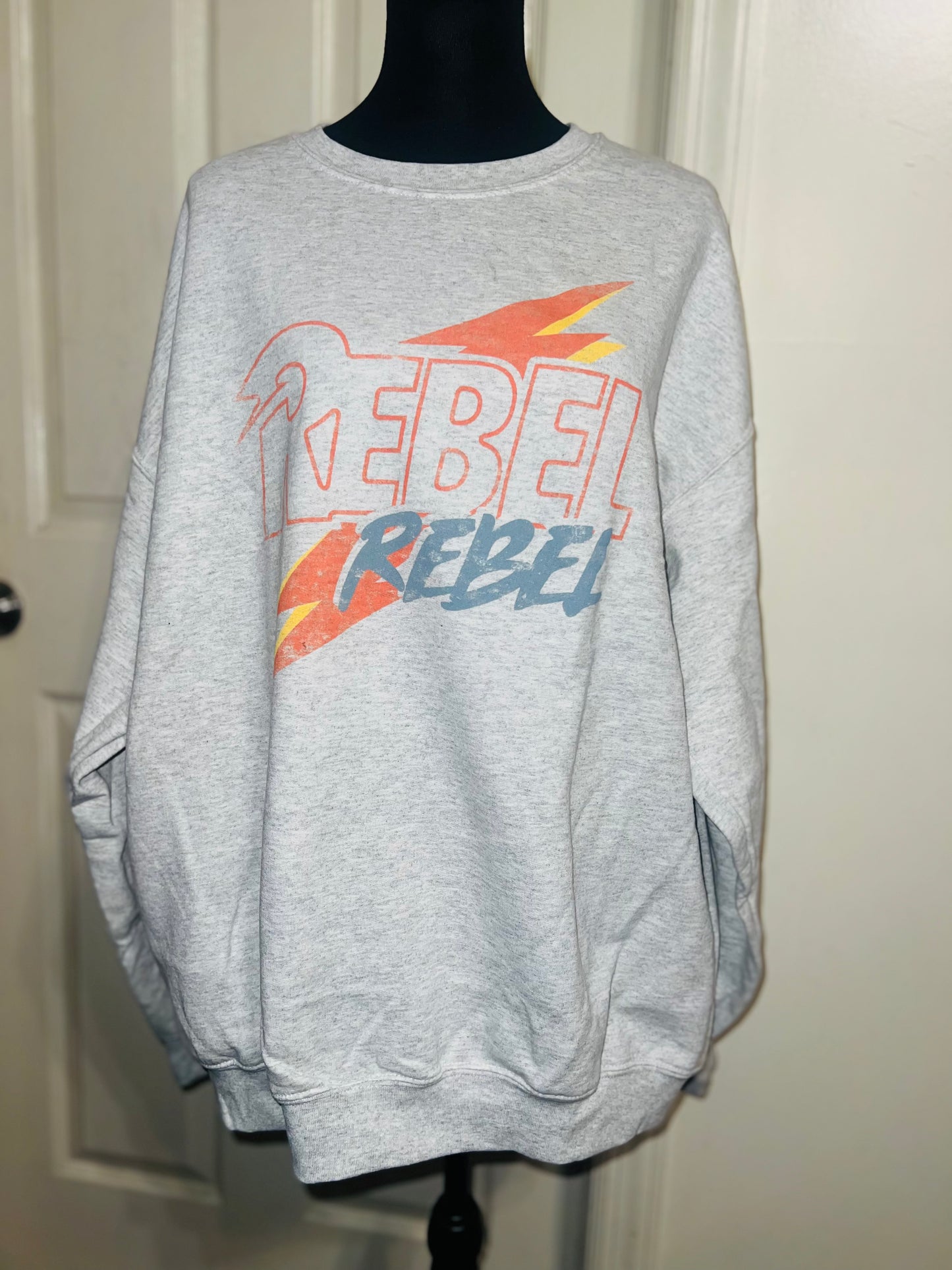 Rebel Rebel Bowie Oversized Distressed Sweatshirt