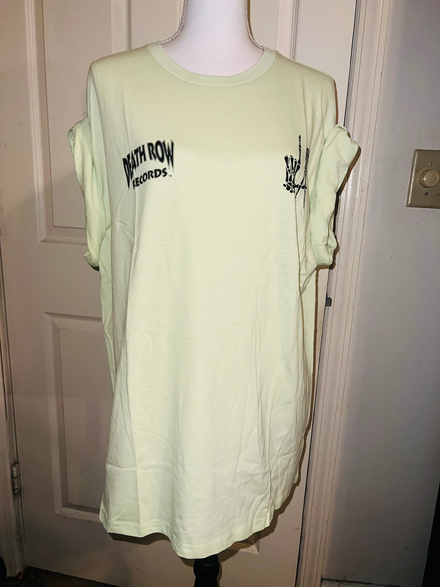 Death Row Records Double Sided Oversized Distressed Tee