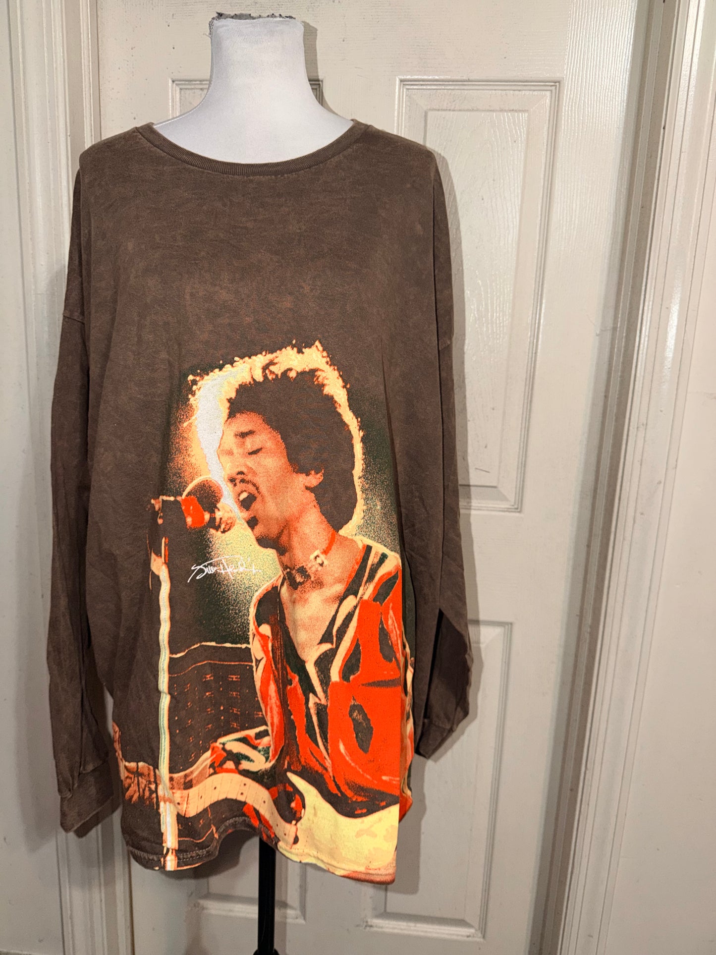 Jimi Hendrix Oversized Distressed Long Sleeve Tee