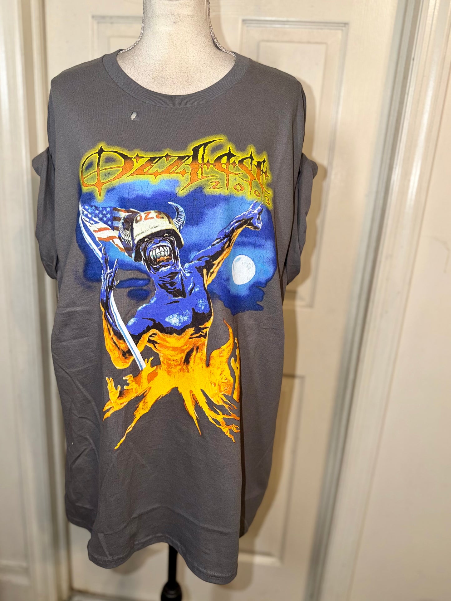 Ozzy Osbourne Ozzfest Double Sided Oversized Distressed Tee