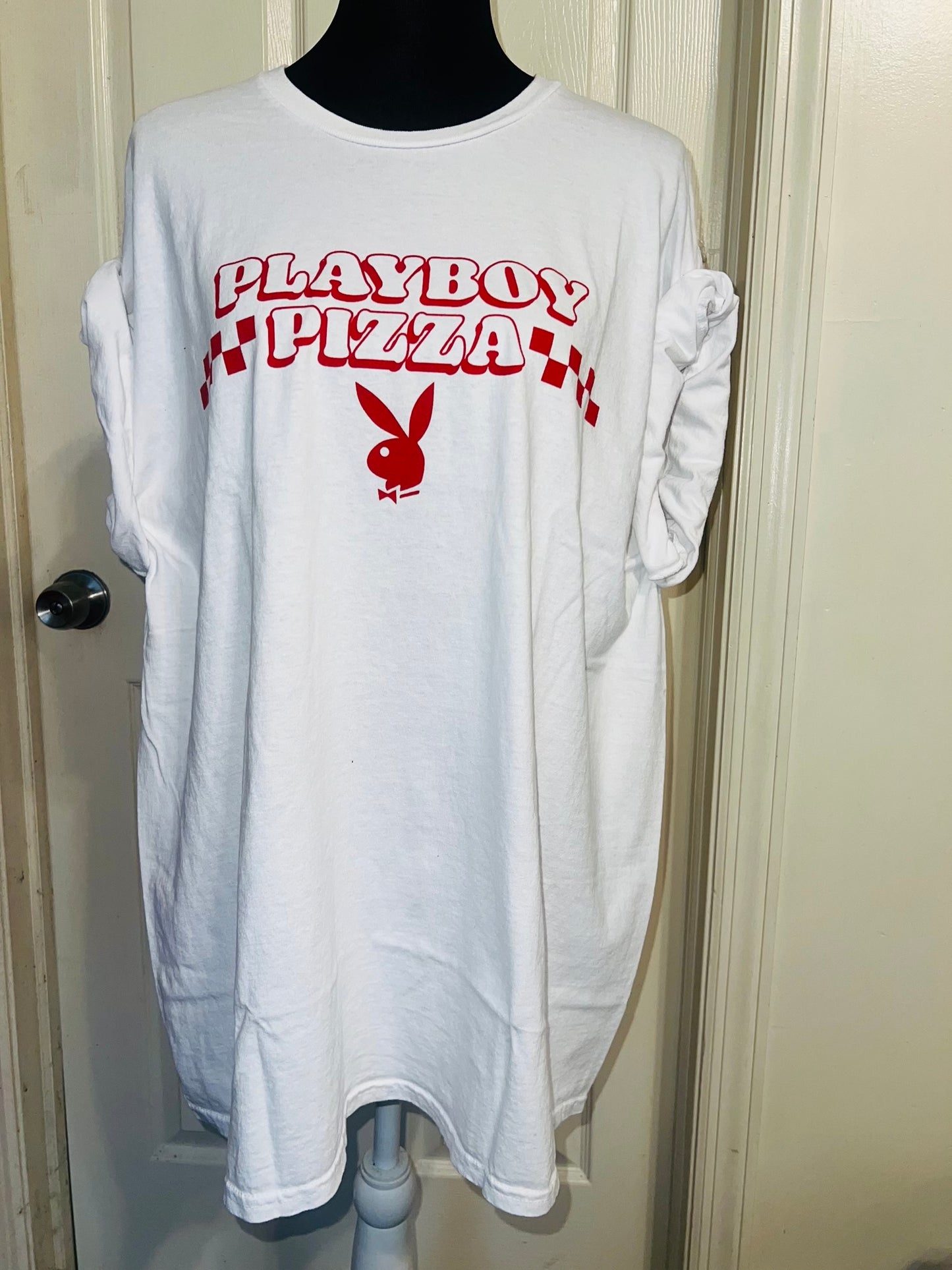 Playboy Pizza Double Sided Distressed Tee