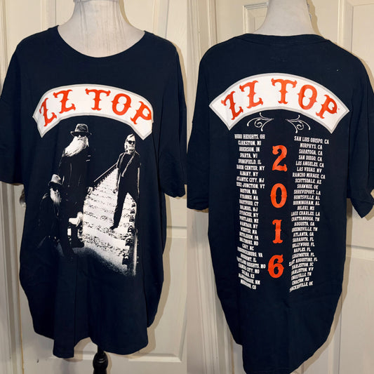 ZZ Top Double Sided Oversized Distressed Tee