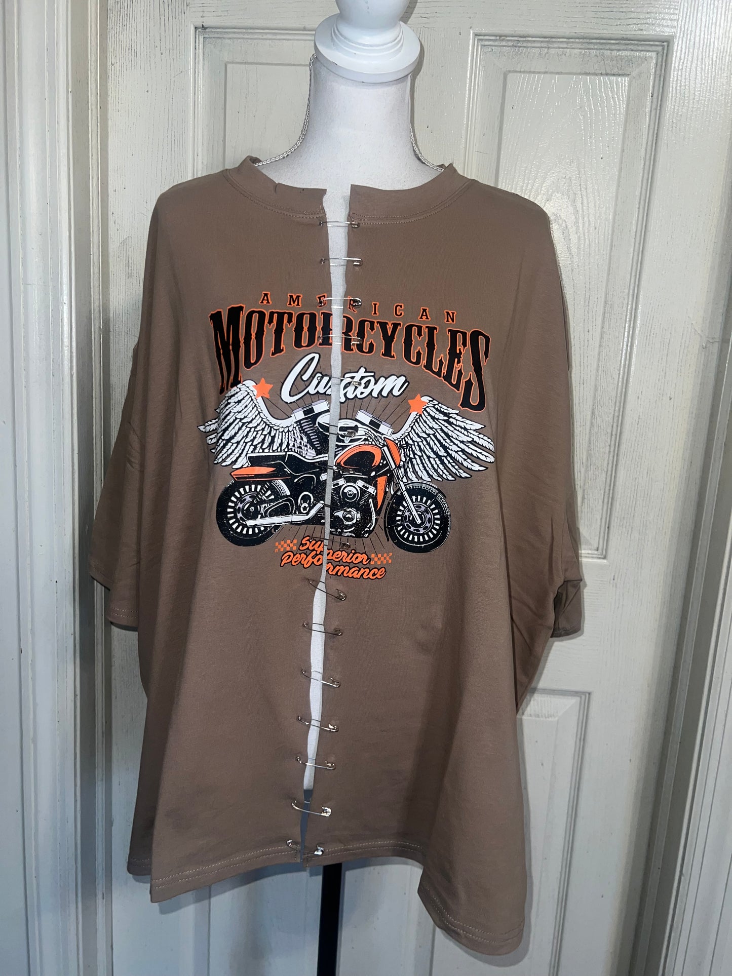 Motorcycle Split Distressed Oversized Tee