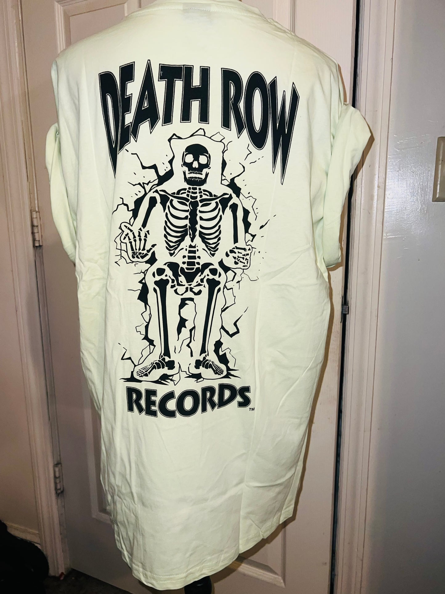 Death Row Records Double Sided Oversized Distressed Tee