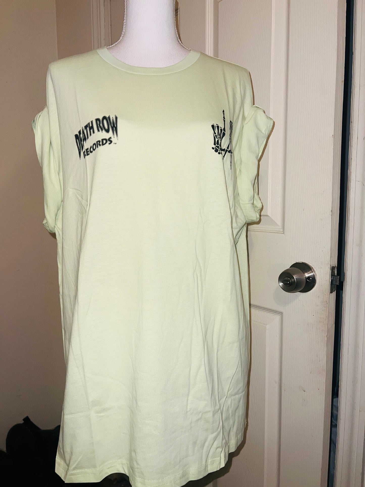 Death Row Records Double Sided Oversized Distressed Tee