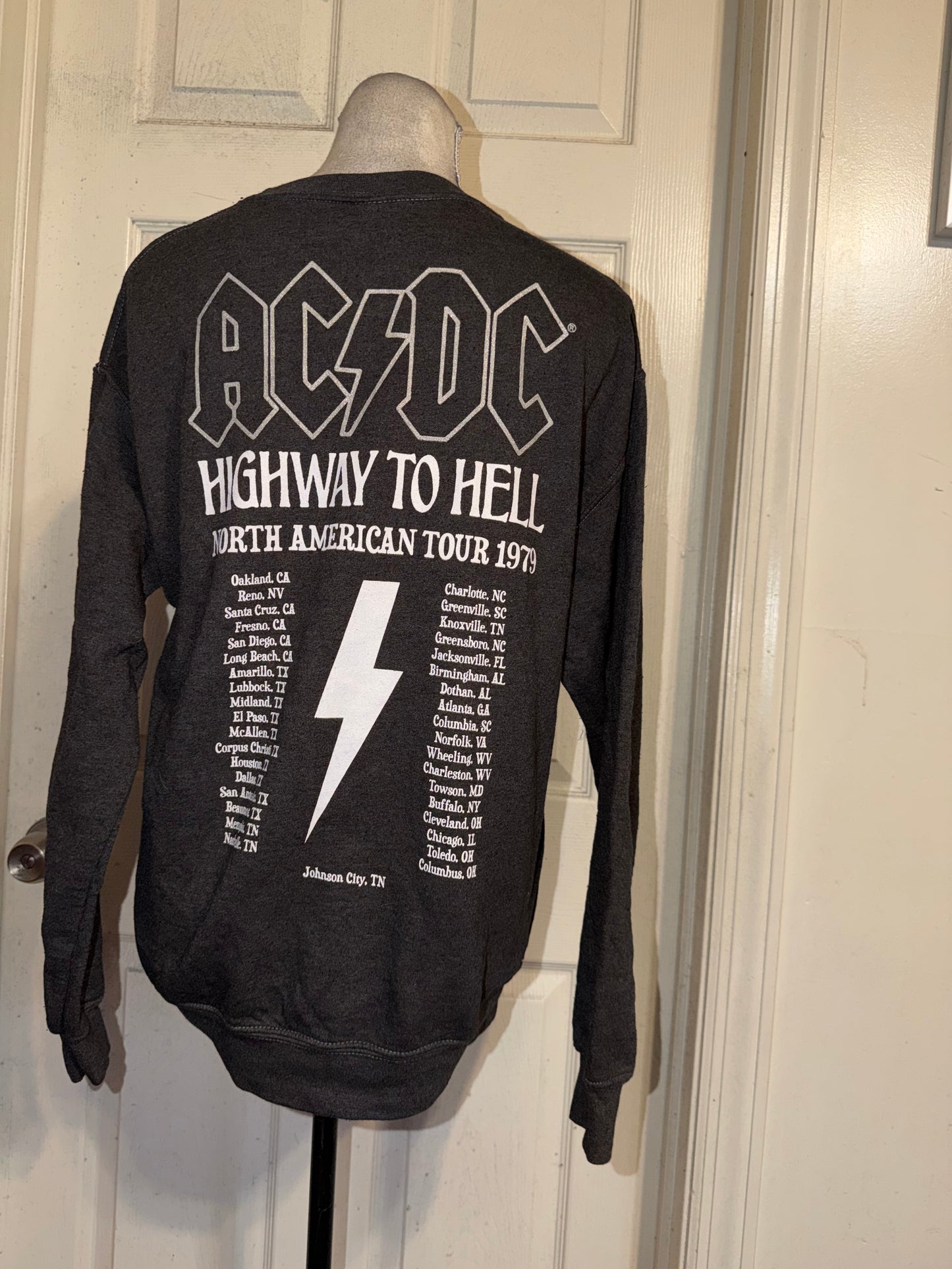 AC/DC Double Sided Oversized Distressed Sweatshirt