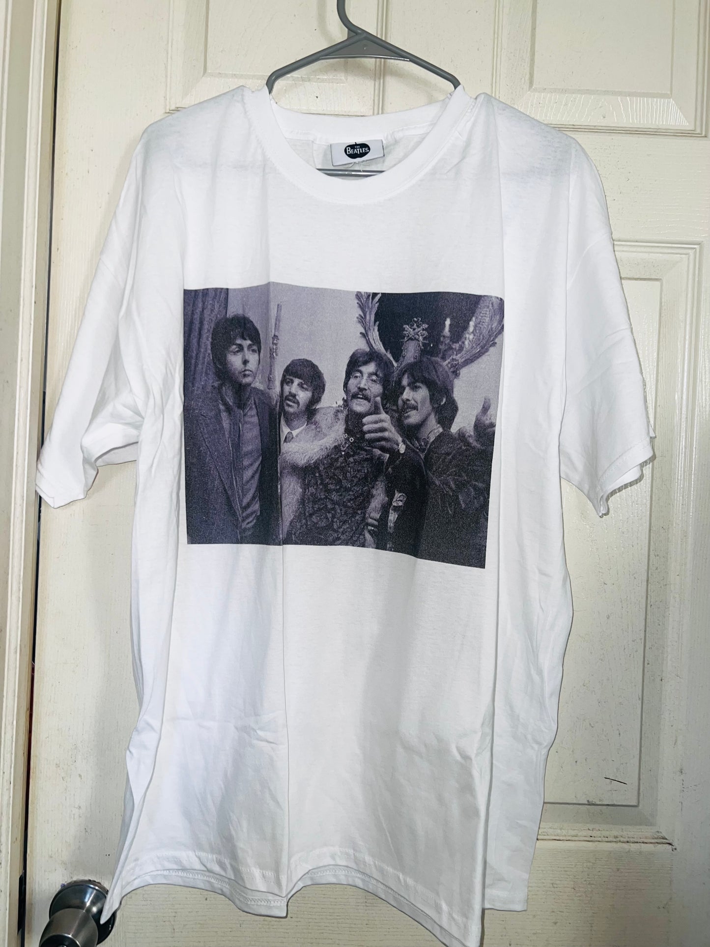 The Beatles Black & White Photograph Oversized Distressed Tee