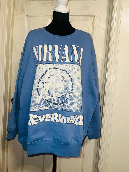 Nirvana Double Sided Oversized Distressed Sweatshirt