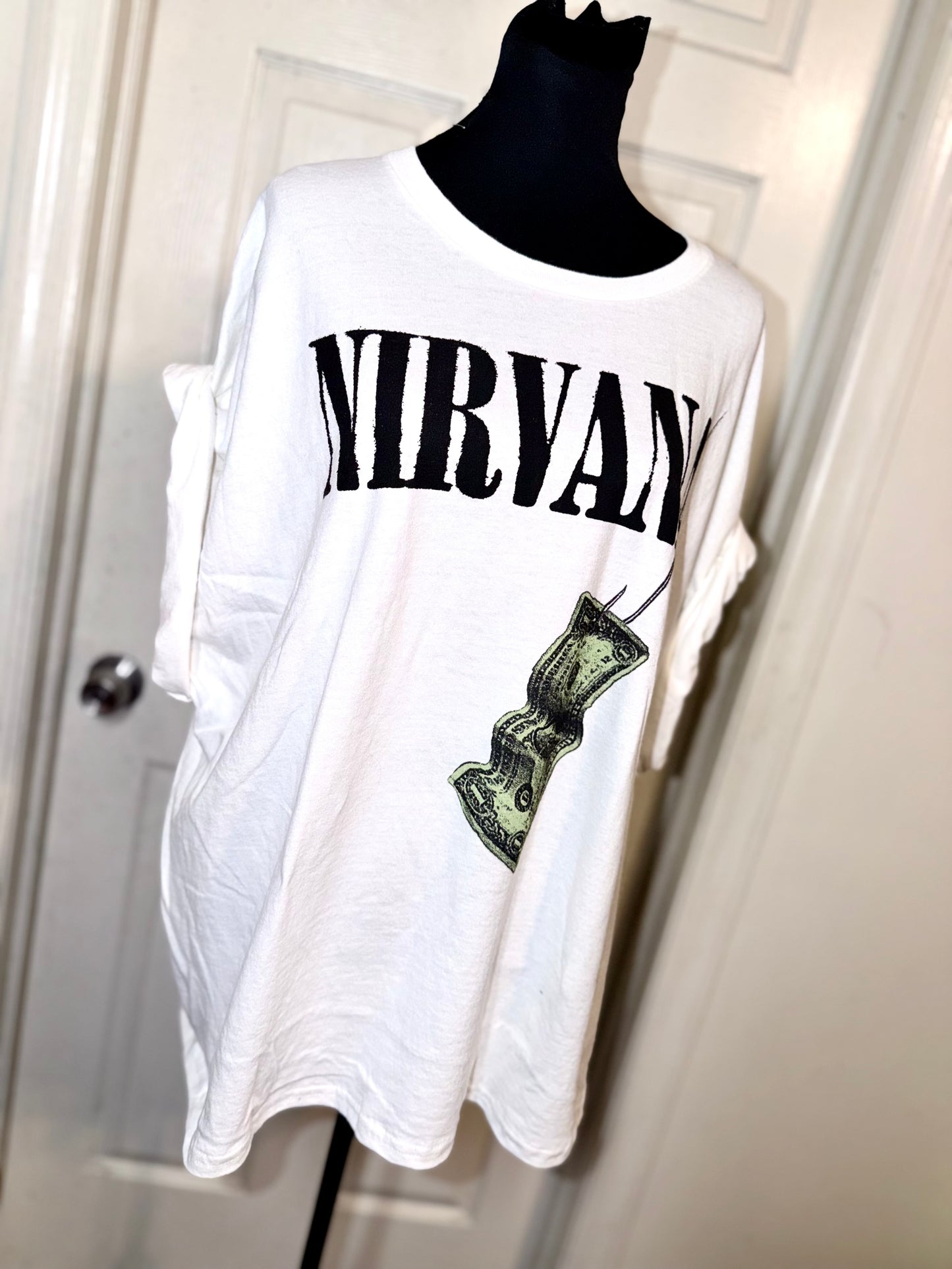 Nirvana Double Sided Oversized Distressed Tee