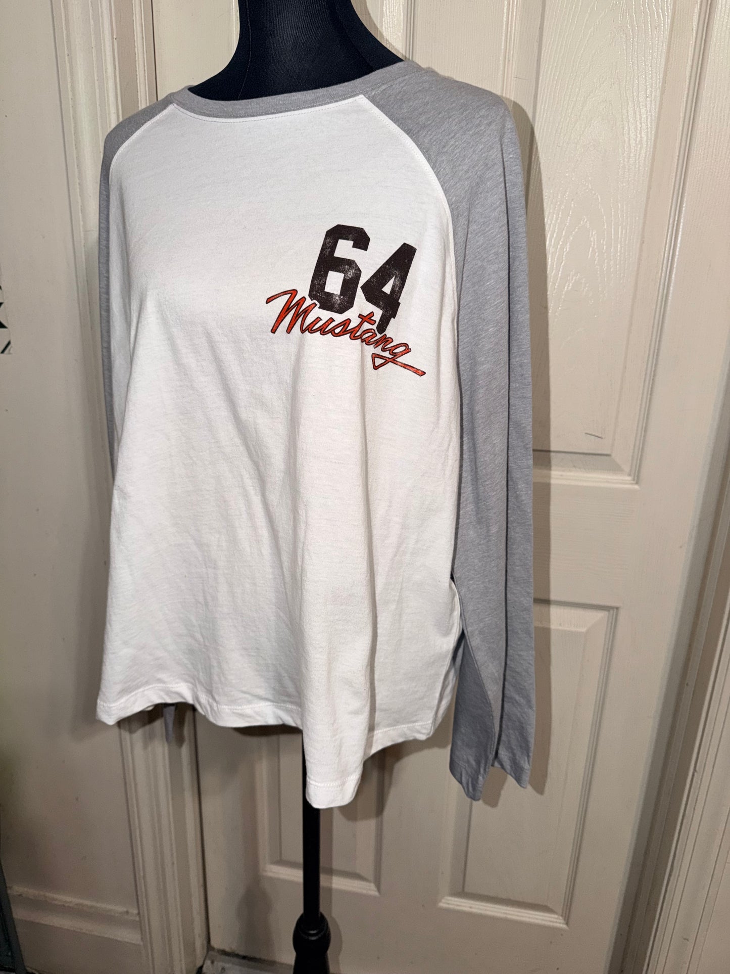 Ford Mustang Double Sided Oversized Distressed Long Sleeve Tee