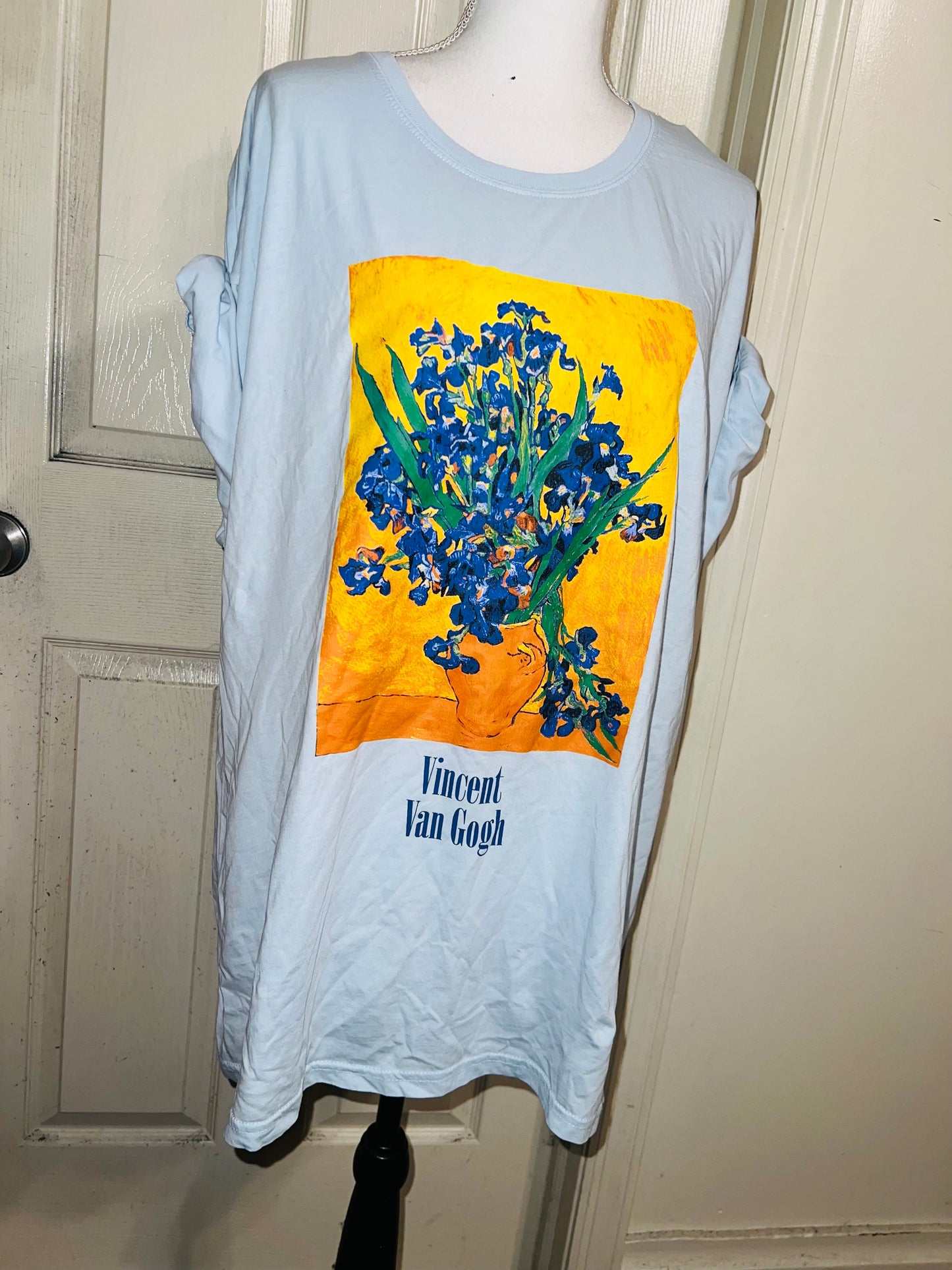 Vincent Van Gogh Irises Oversized Distressed Tee