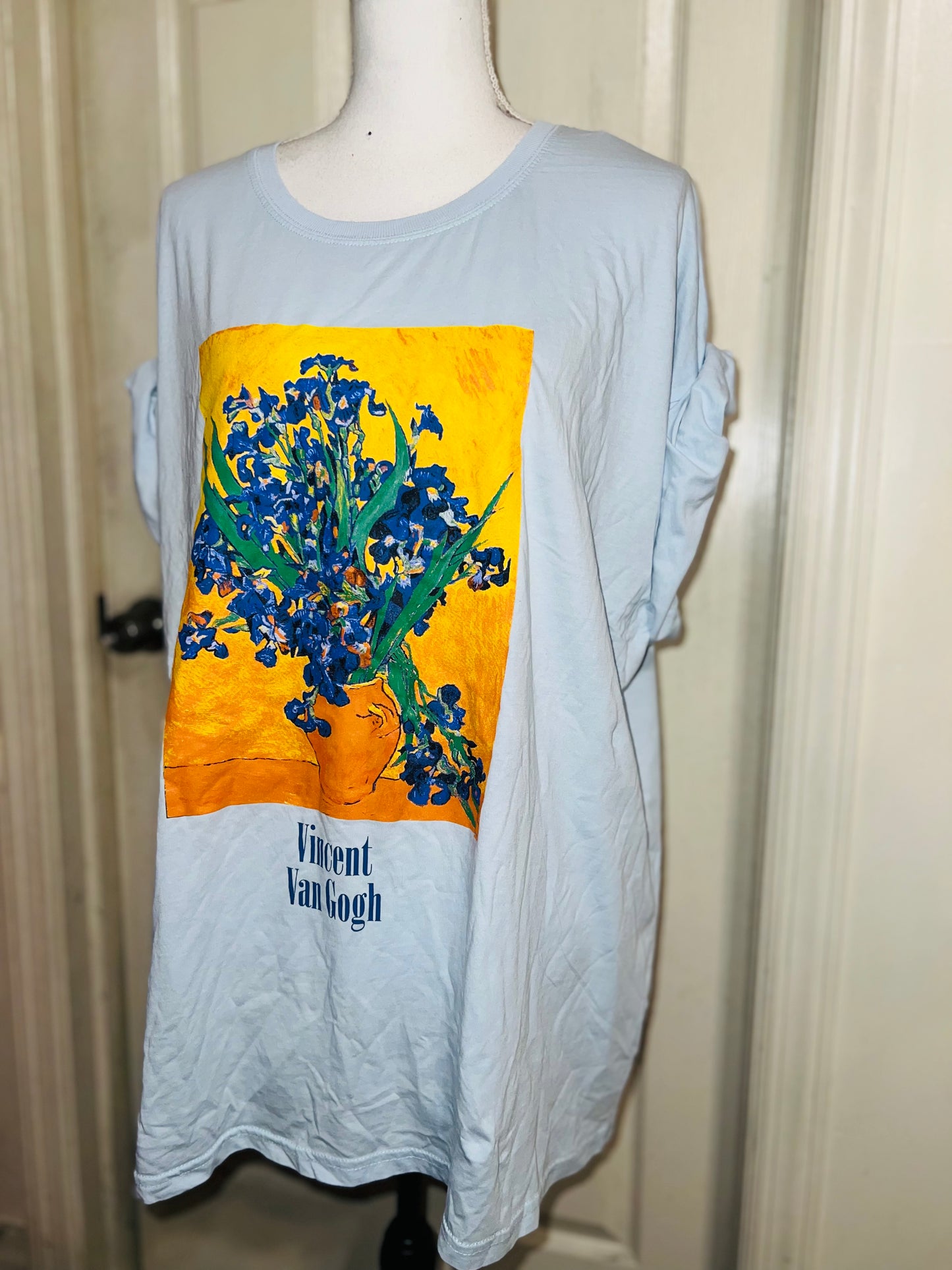 Vincent Van Gogh Irises Oversized Distressed Tee