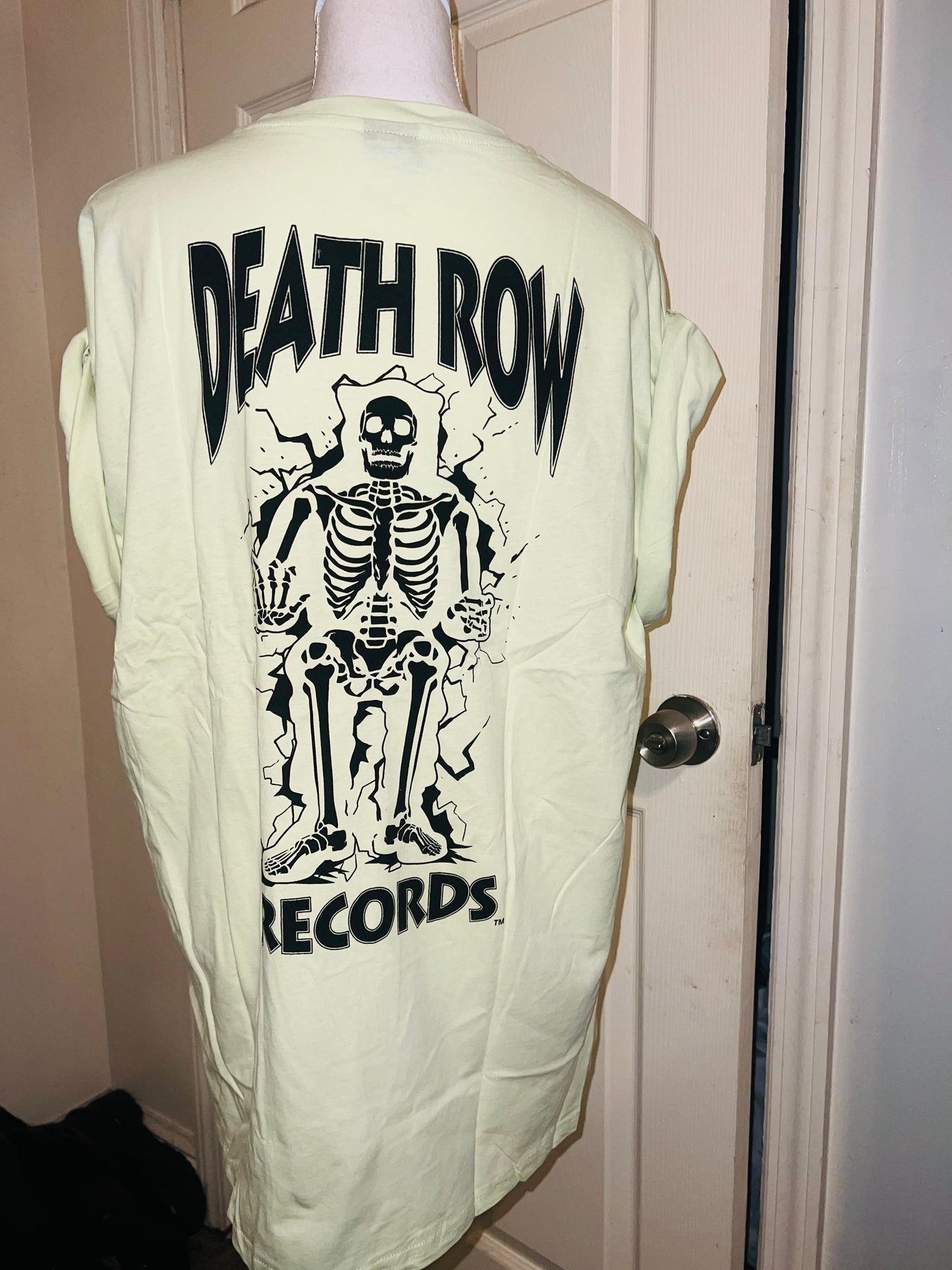 Death Row Records Double Sided Oversized Distressed Tee