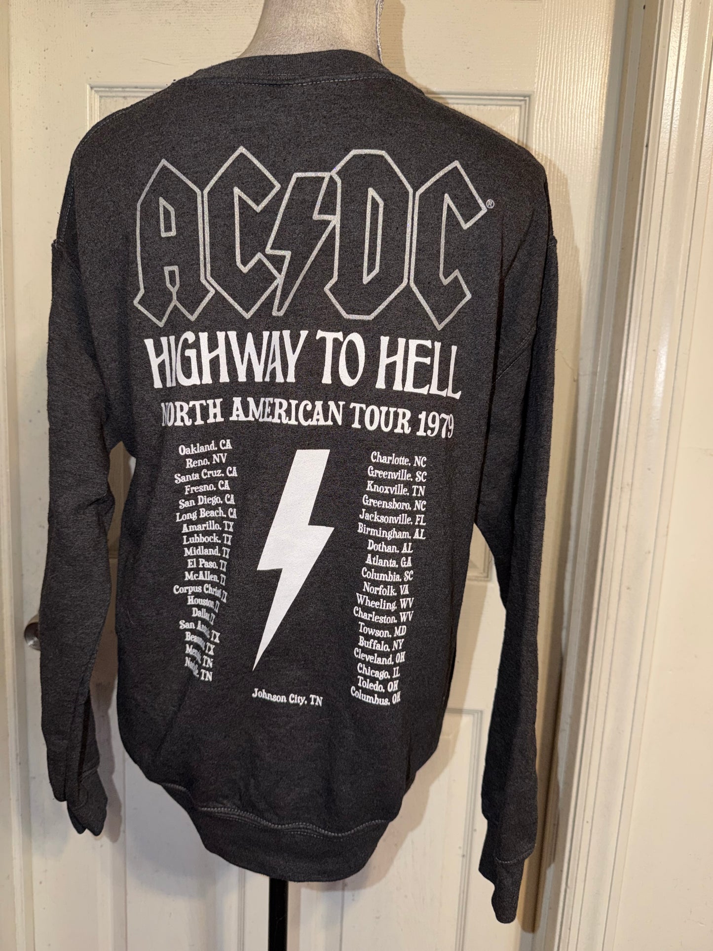 AC/DC Double Sided Oversized Distressed Sweatshirt